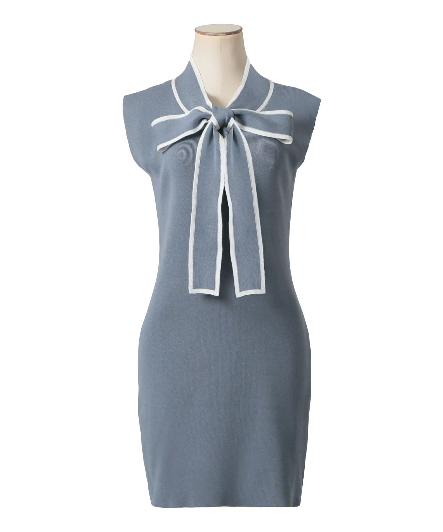 パイピングボウタイリボンニットワンピース JB24063