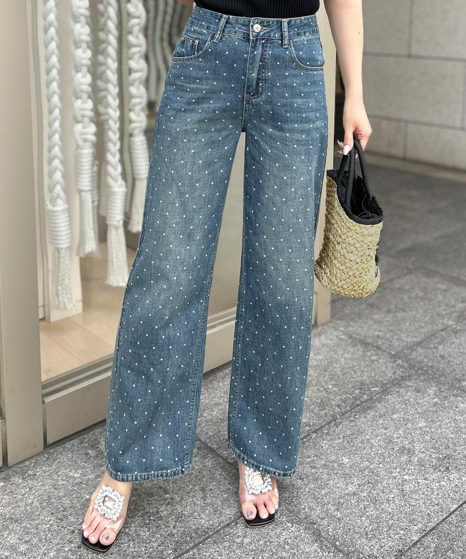 ドット柄デニムパンツ JB24132