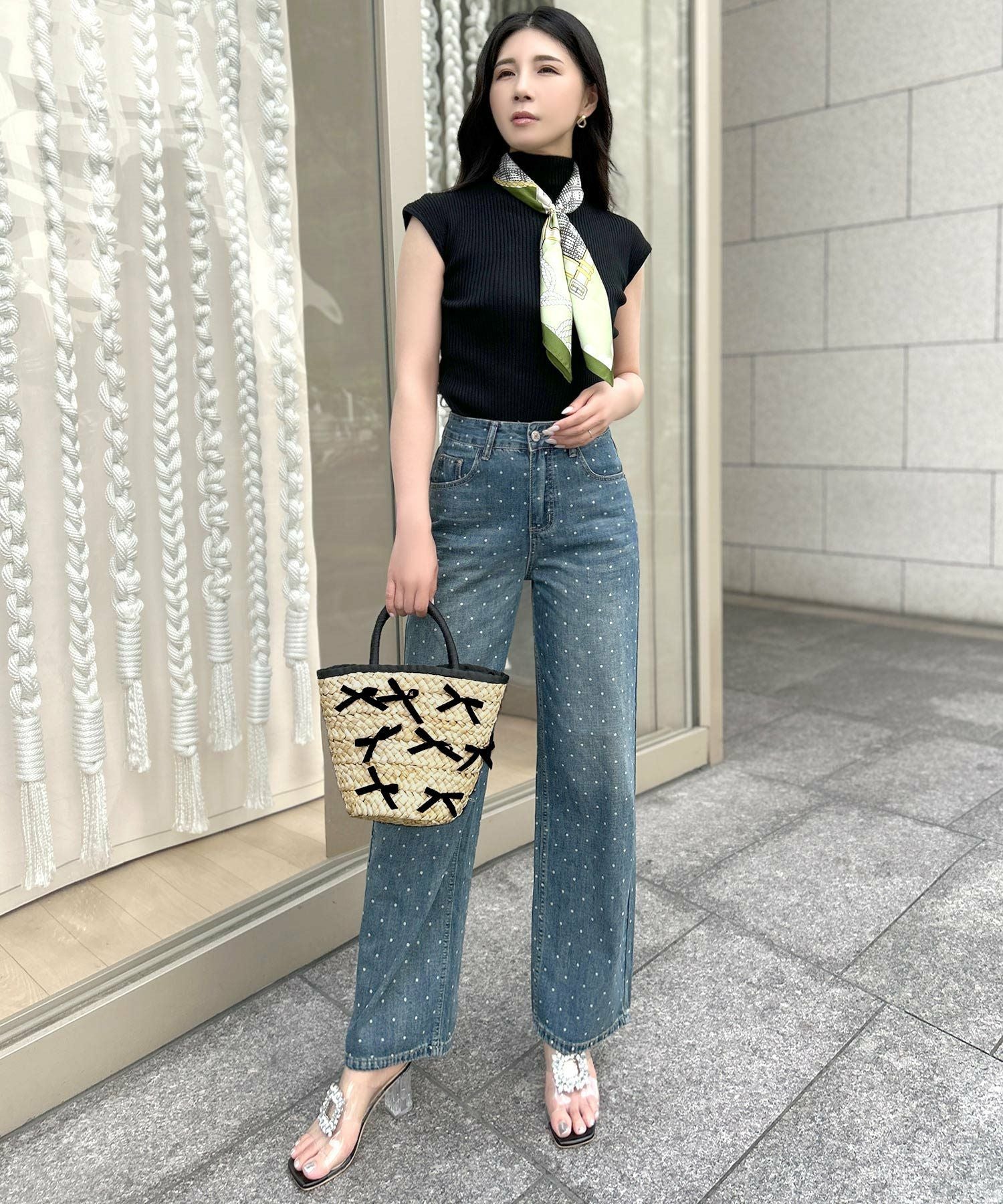 ドット柄デニムパンツ JB24132