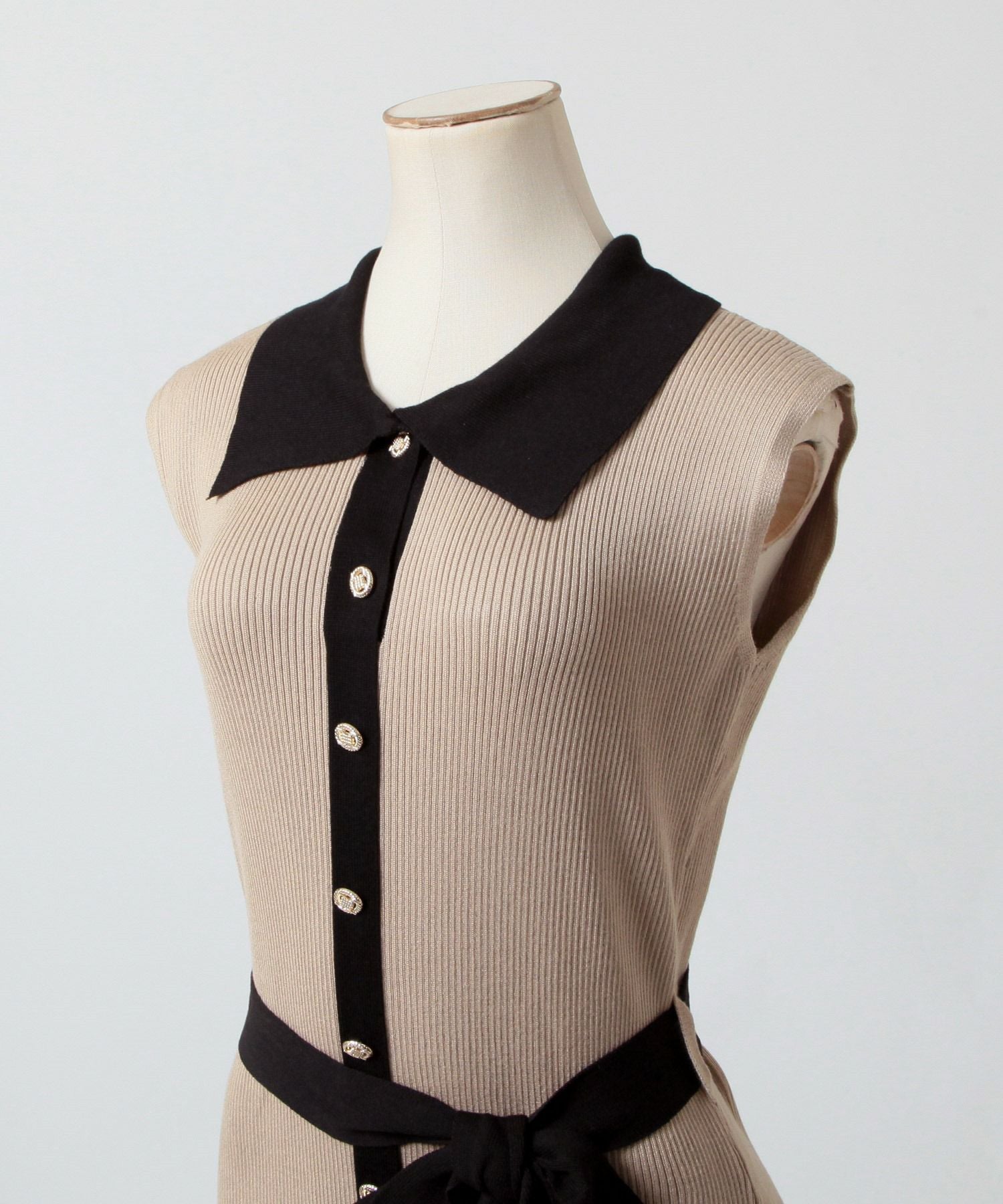 襟付きパイピングニットワンピース JB24533