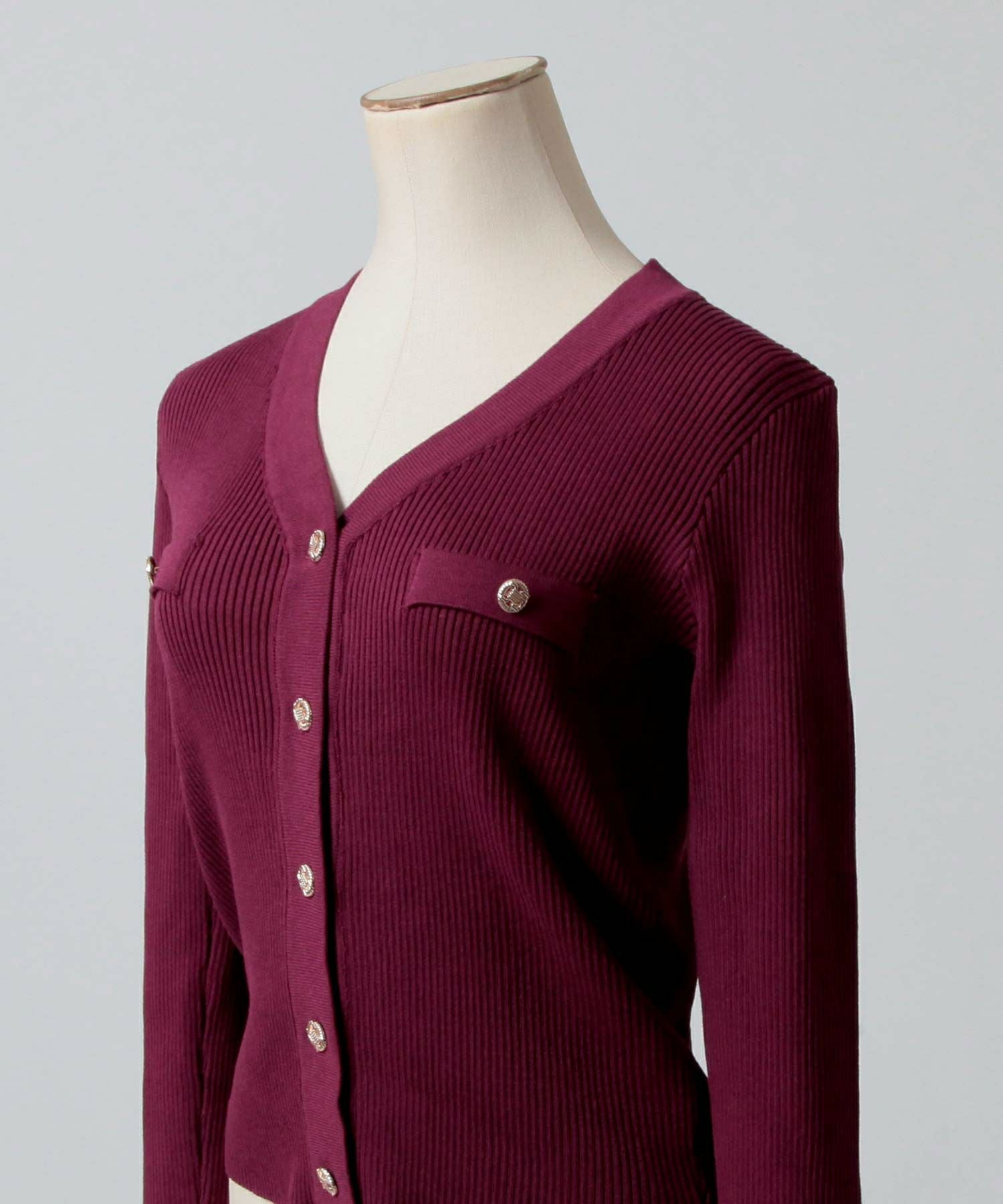 ゴールドボタンVネックニットカーディガン JB24528