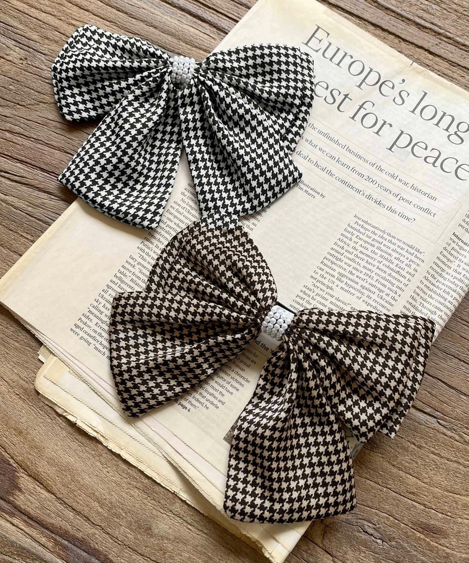 千鳥格子柄リボンバレッタ JB24684