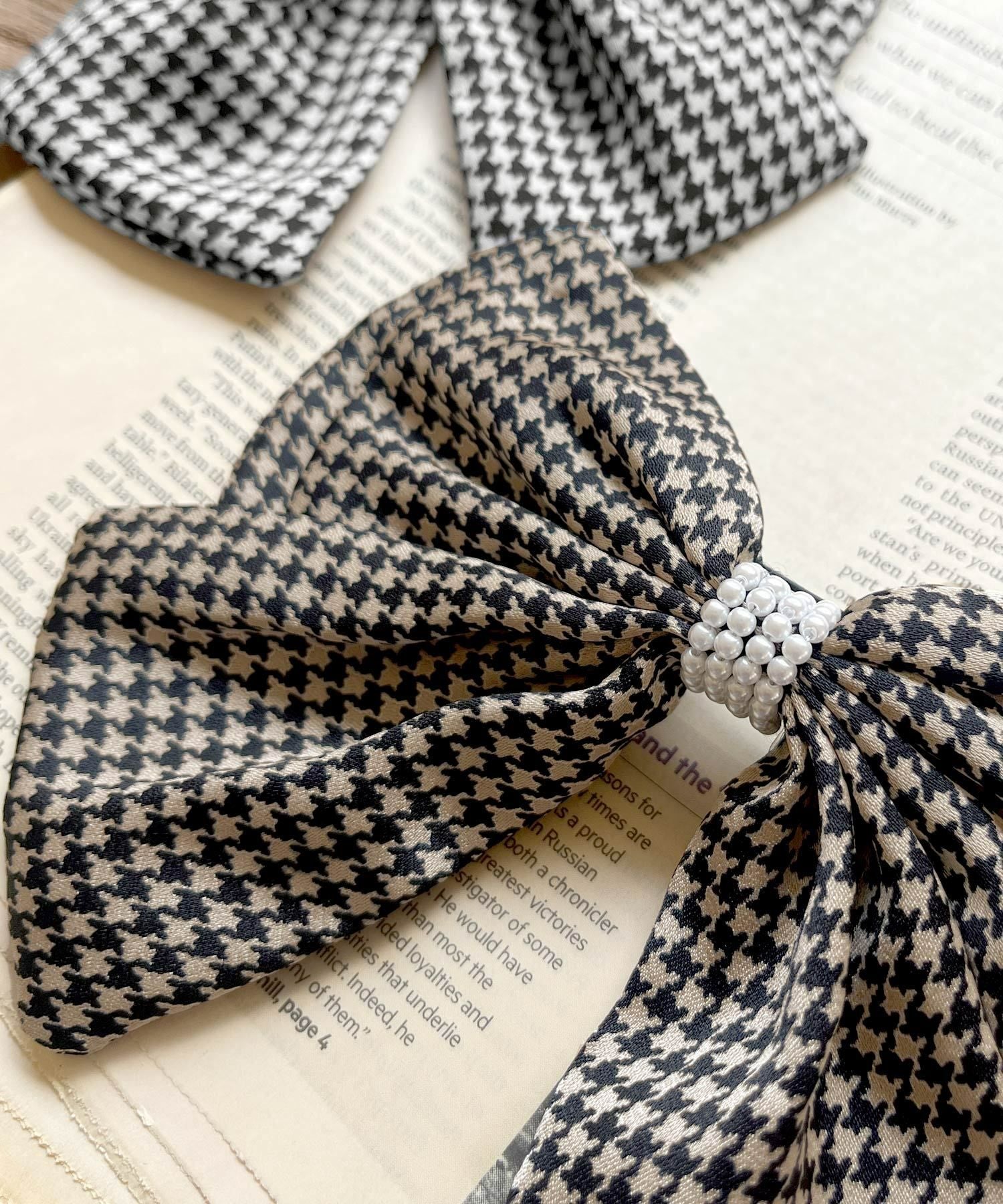 千鳥格子柄リボンバレッタ JB24684