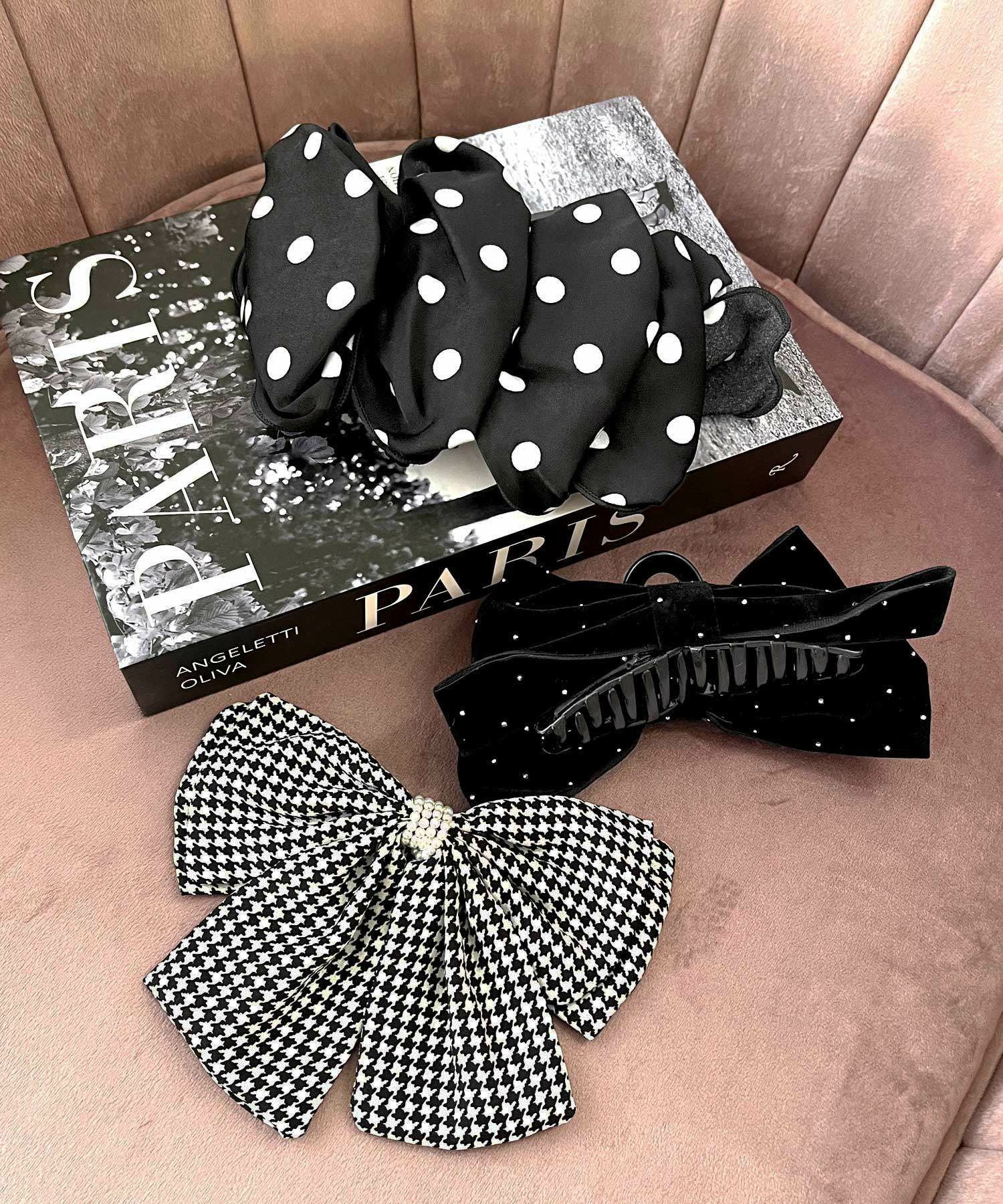 千鳥格子柄リボンバレッタ JB24684