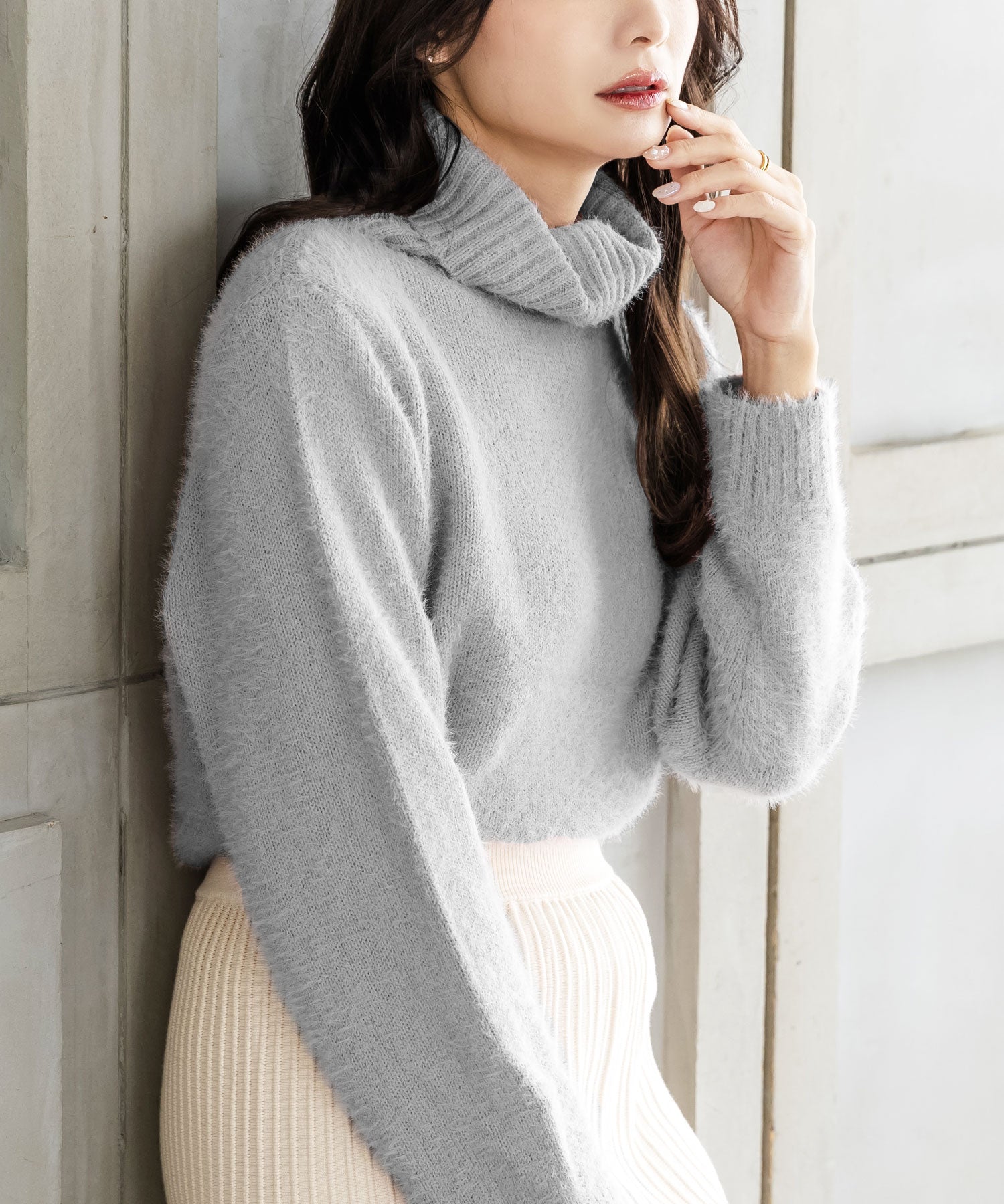 ネックが選べるシャギータッチニットトップス JB22603