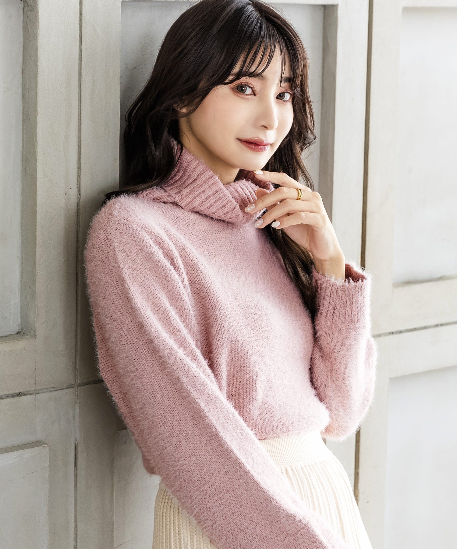 ネックが選べるシャギータッチニットトップス JB22603