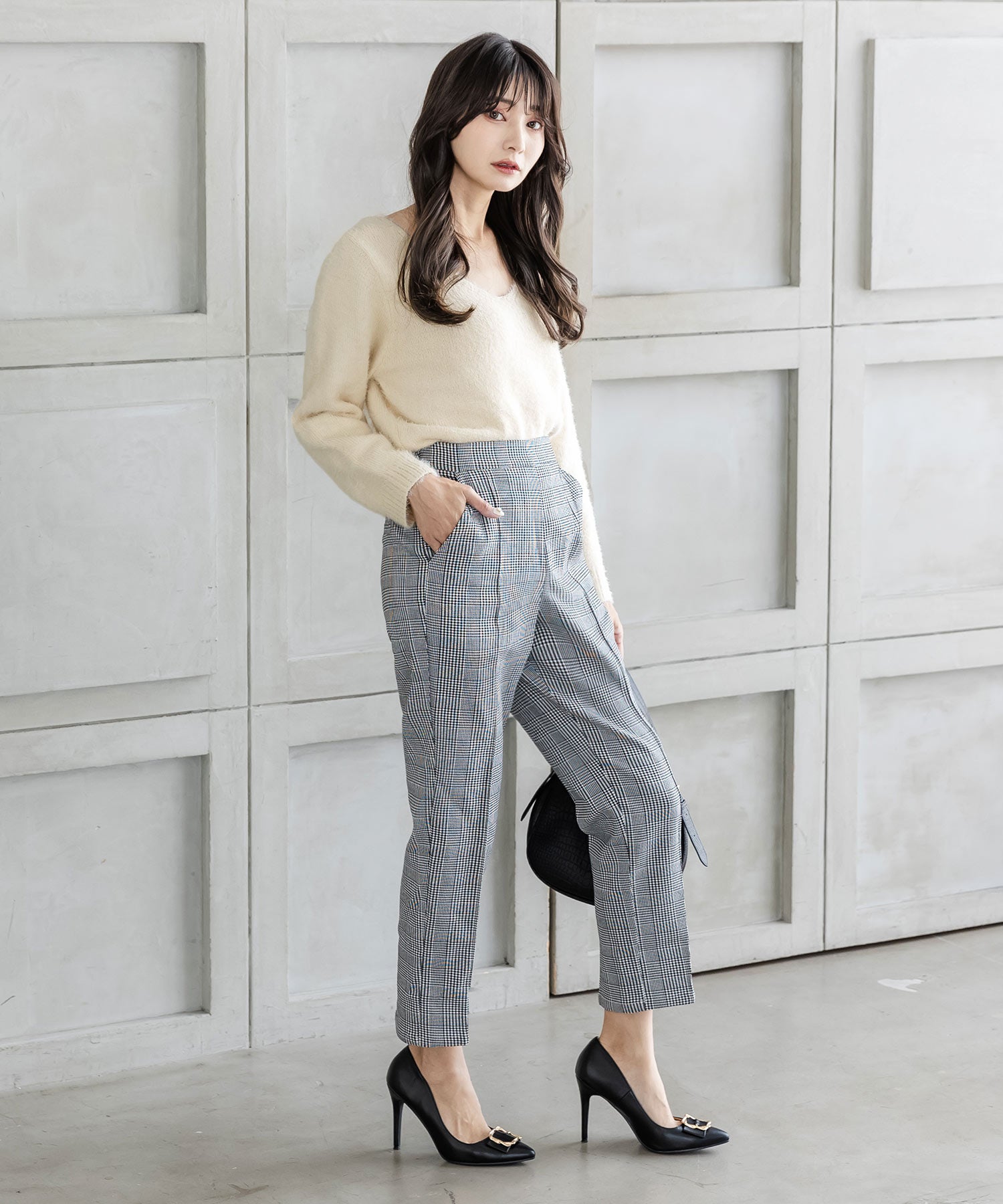 ネックが選べるシャギータッチニットトップス JB22603