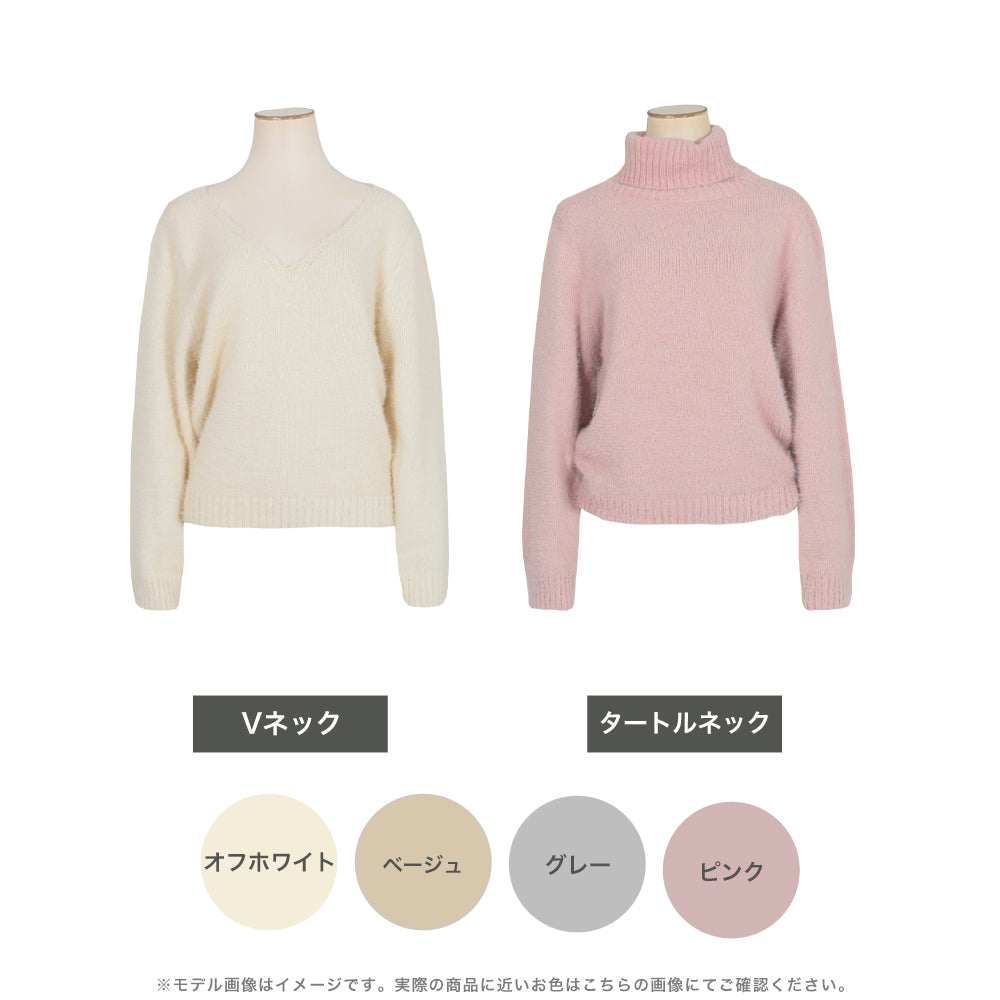 ネックが選べるシャギータッチニットトップス JB22603