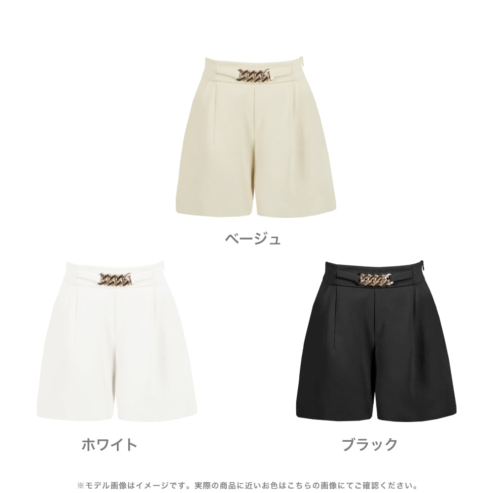 チェーン付きハイウエストショートパンツ JB23004