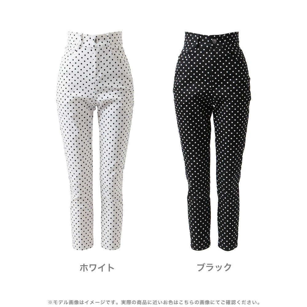 ドット柄ハイウエストスキニーパンツ JB23139