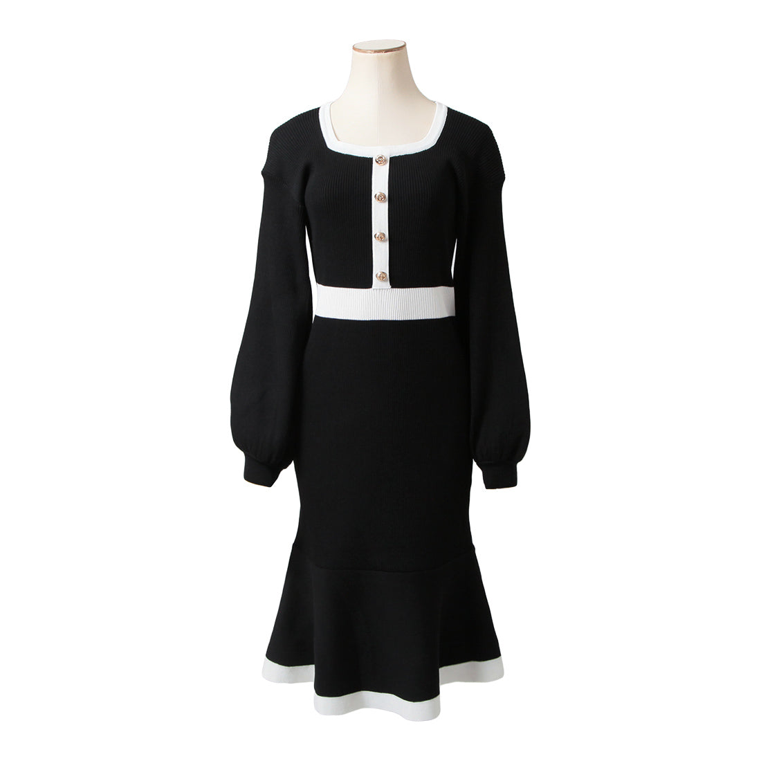 丈が選べるパイピングマーメイドニットワンピース JB23524