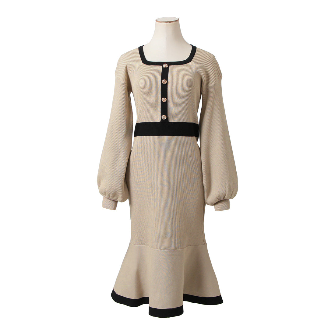 丈が選べるパイピングマーメイドニットワンピース JB23524