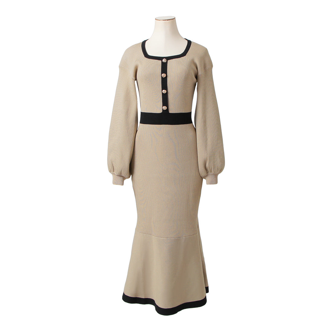 丈が選べるパイピングマーメイドニットワンピース JB23524