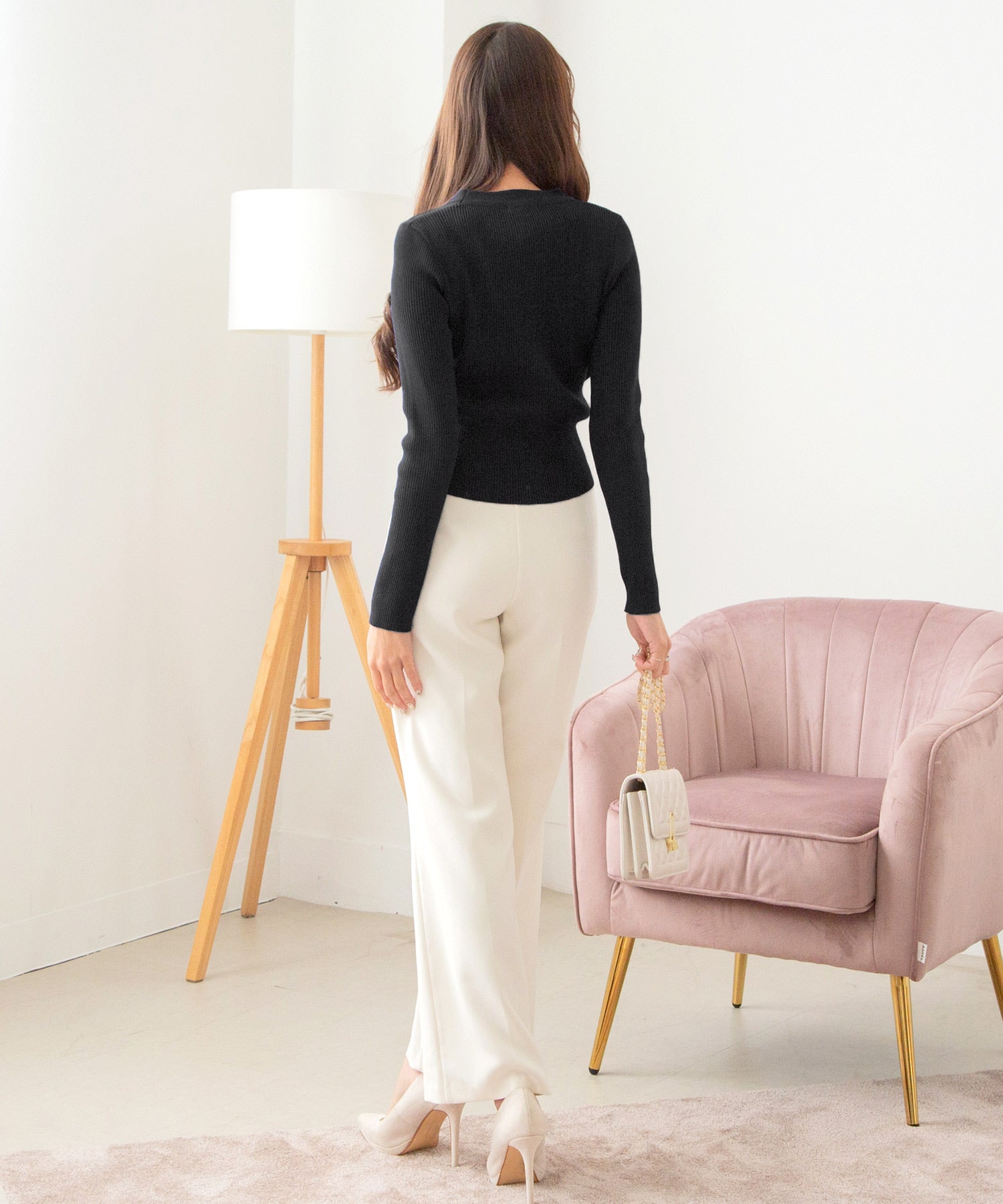 ゴールドボタンVネックニットカーディガン JB24528