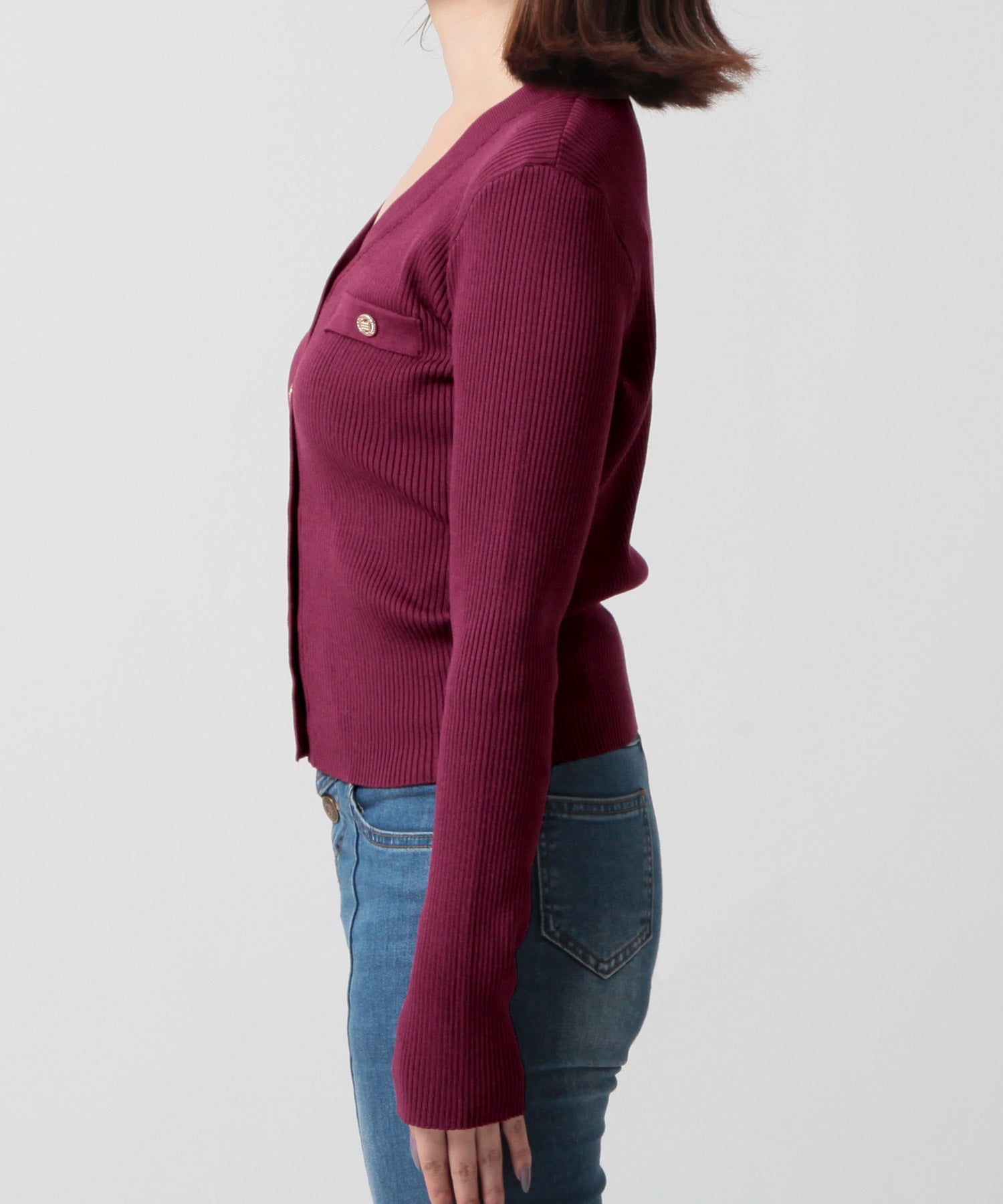 ゴールドボタンVネックニットカーディガン JB24528