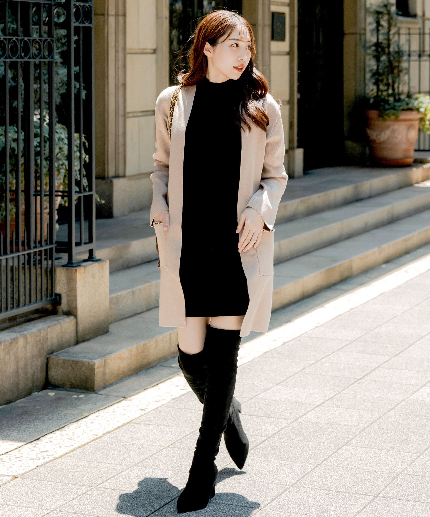 ネックが選べるリブニットミニワンピース JB24530