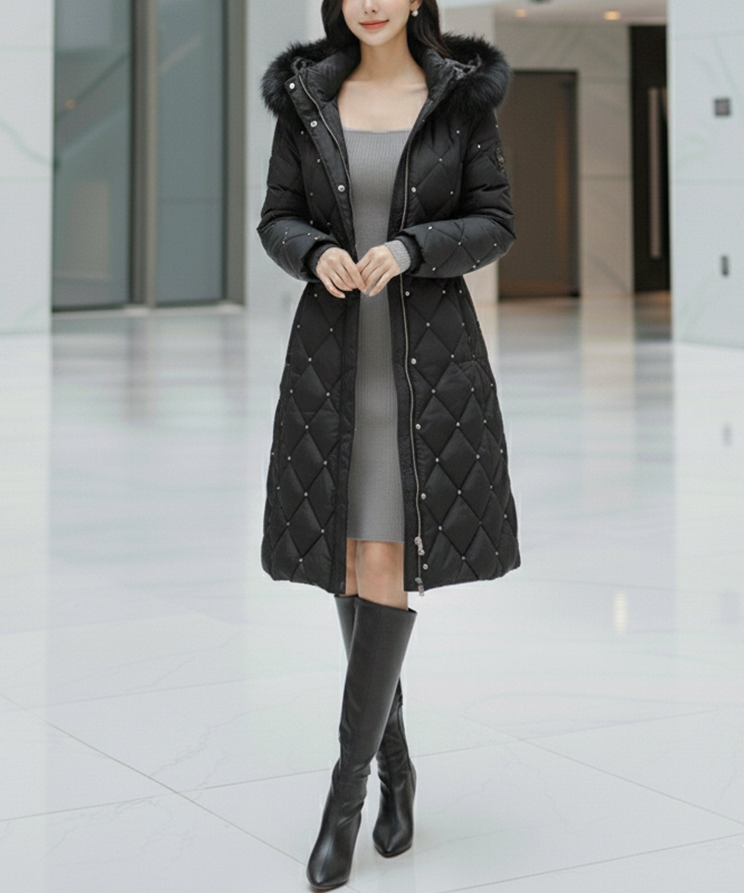 ネックが選べるリブニットミニワンピース JB24530