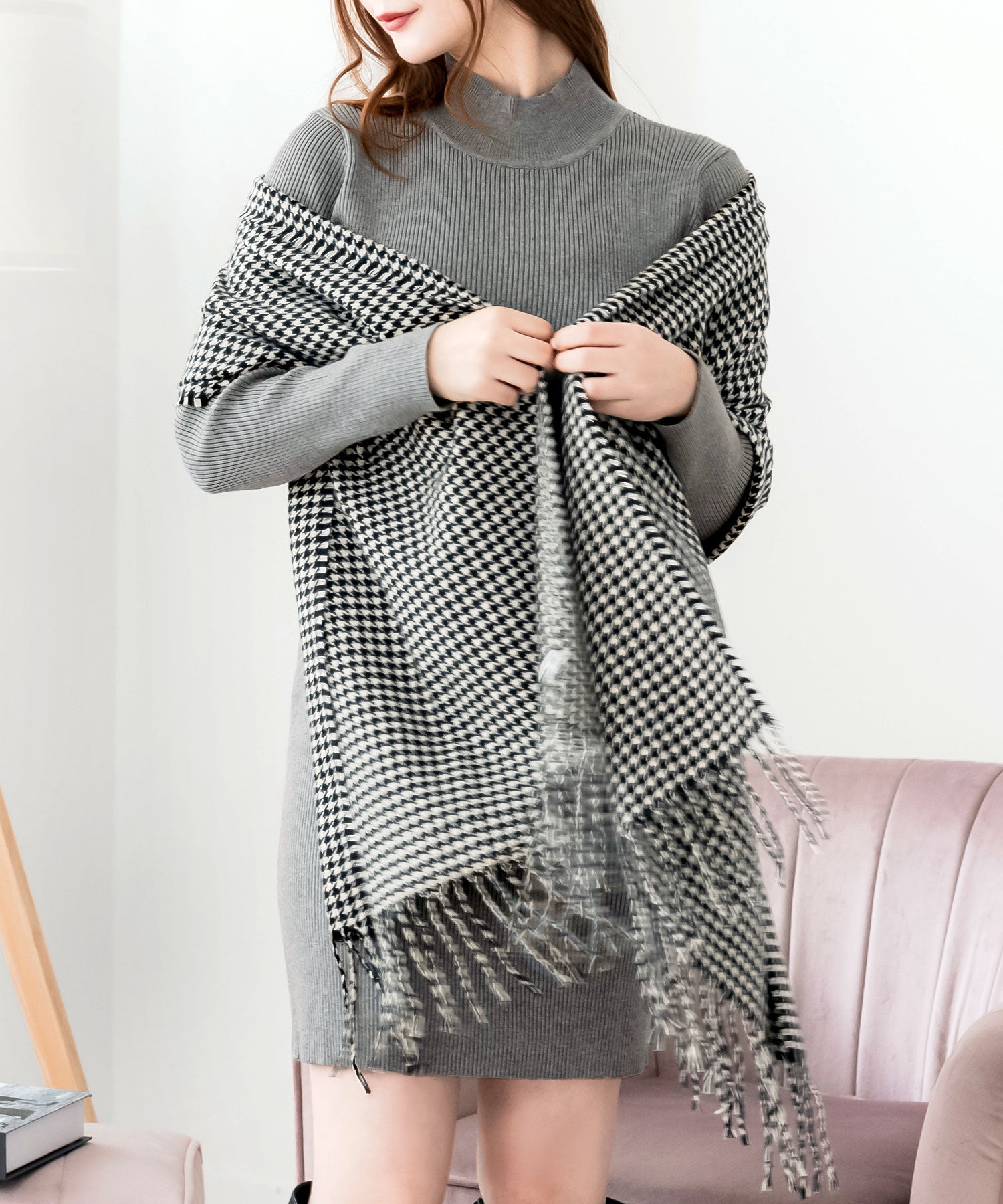 ネックが選べるリブニットミニワンピース JB24530