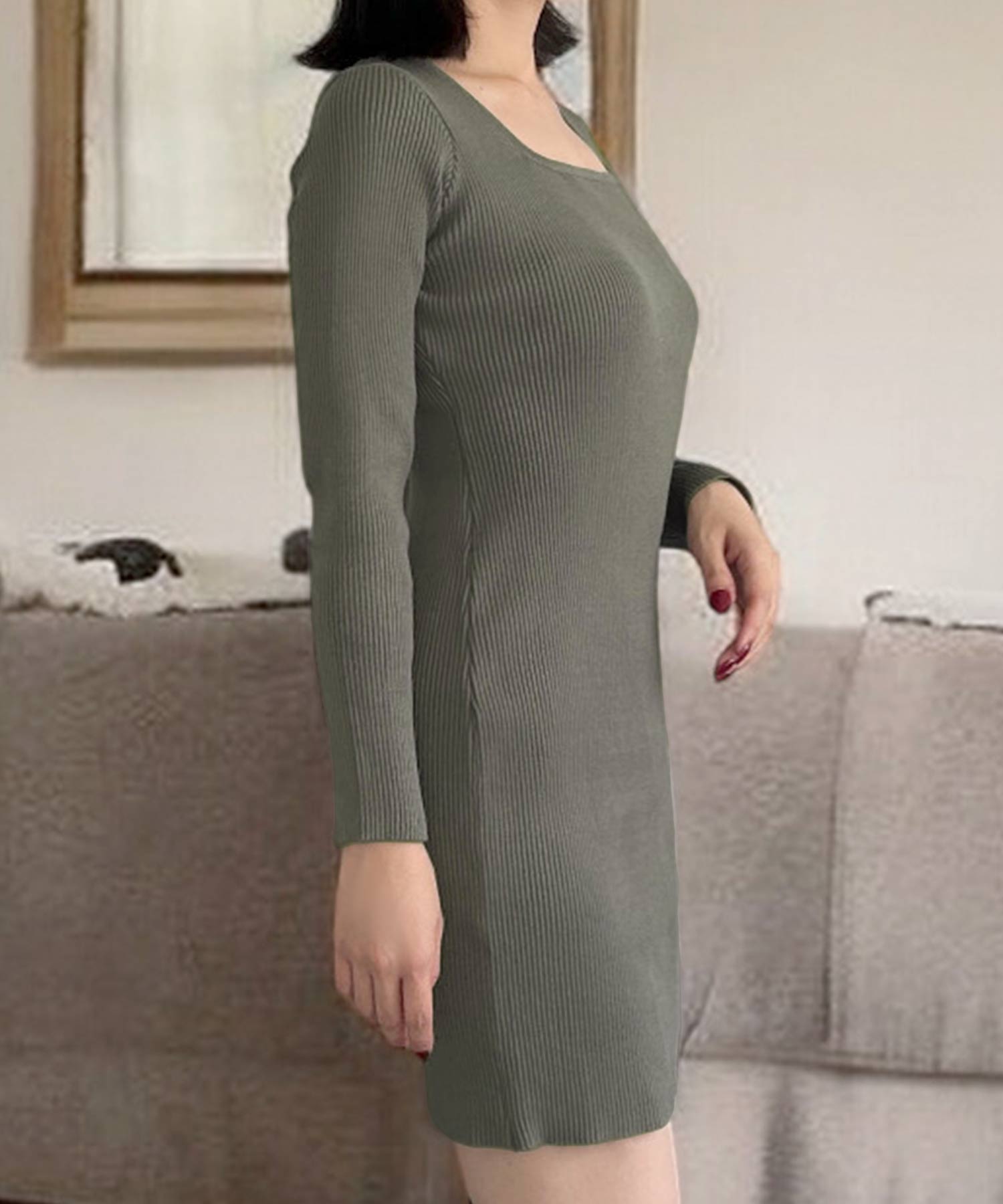 ネックが選べるリブニットミニワンピース JB24530