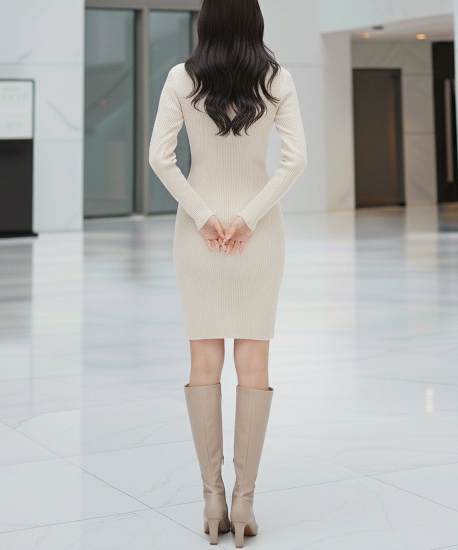 ネックが選べるリブニットミニワンピース JB24530