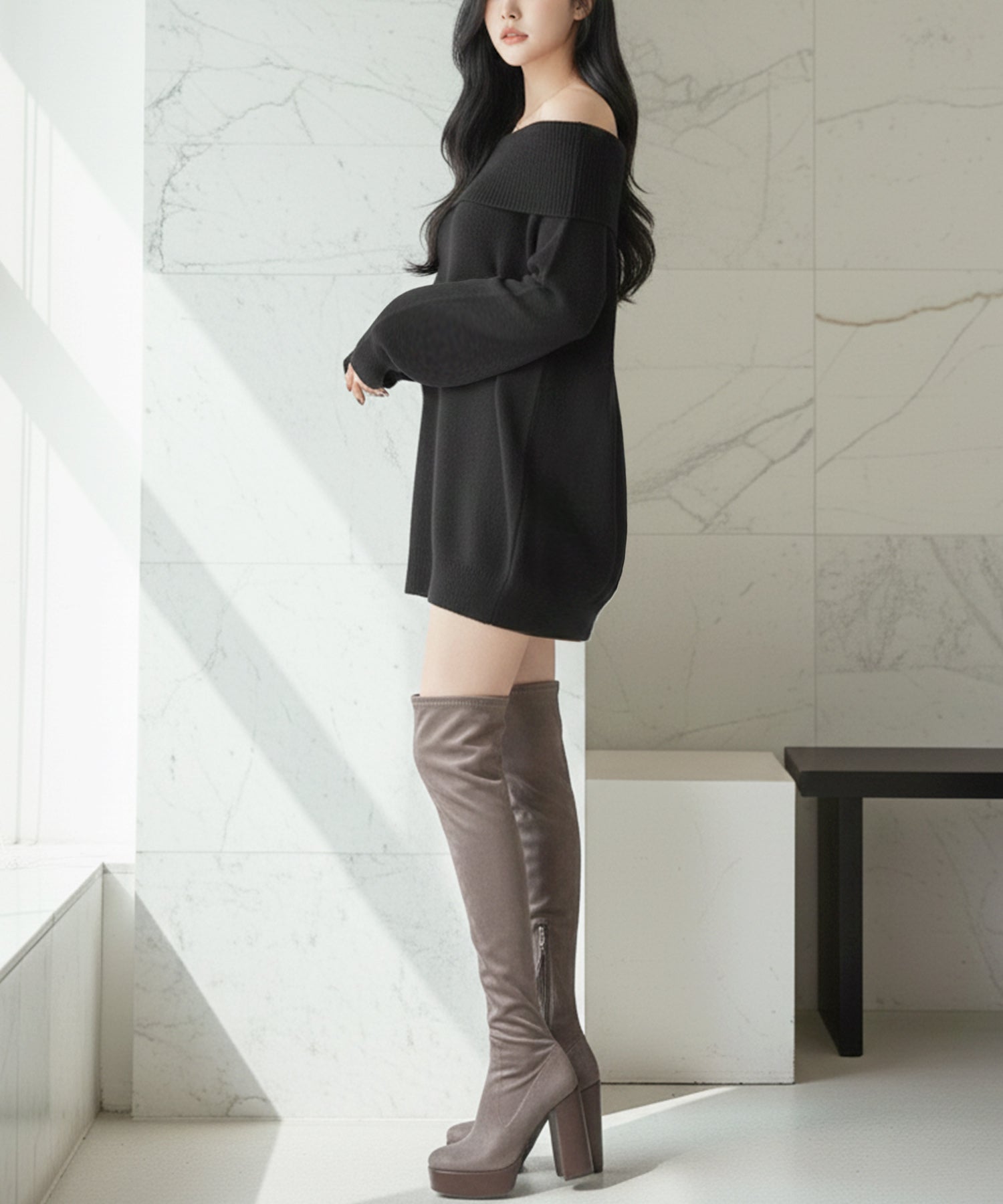 オフショルダーチュニックトップス・ワンピース JB24550