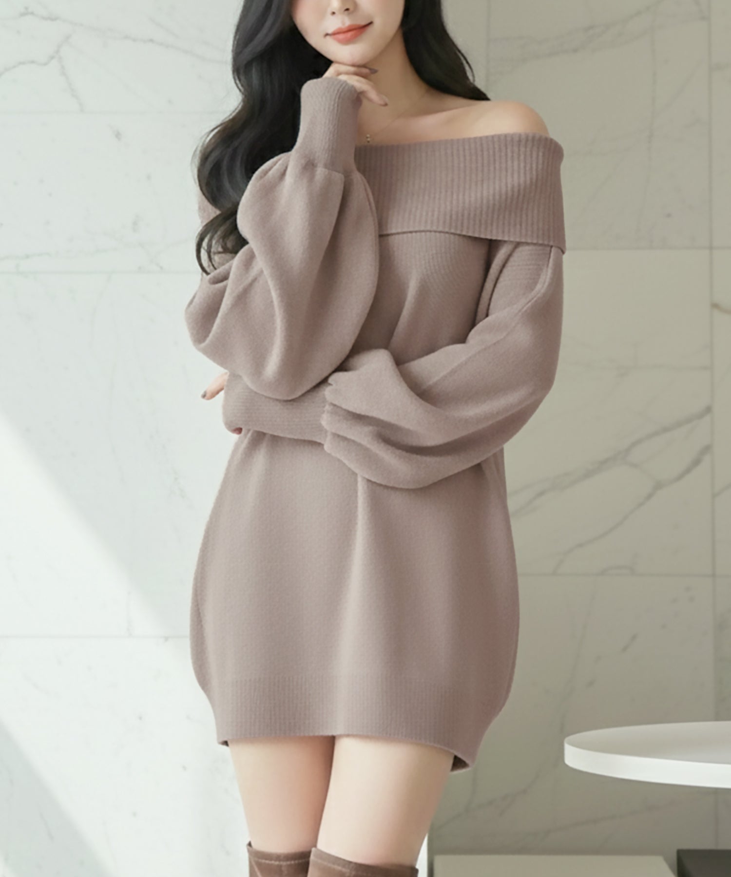 オフショルダーチュニックトップス・ワンピース JB24550