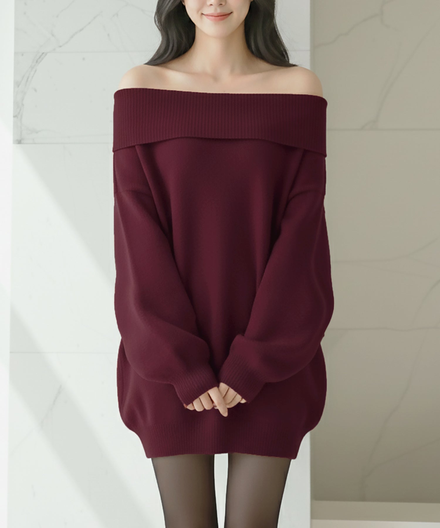 オフショルダーチュニックトップス・ワンピース JB24550
