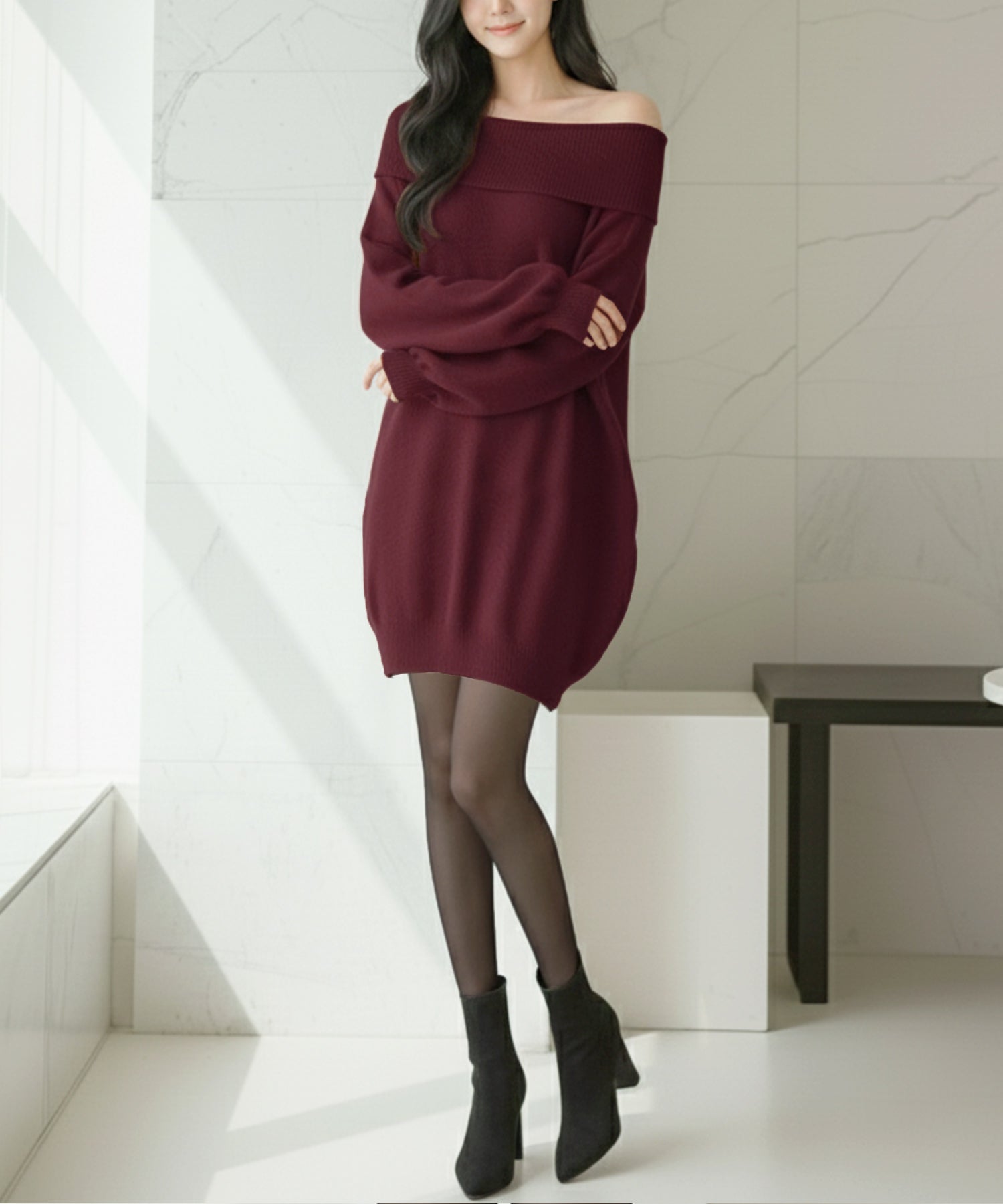 オフショルダーチュニックトップス・ワンピース JB24550