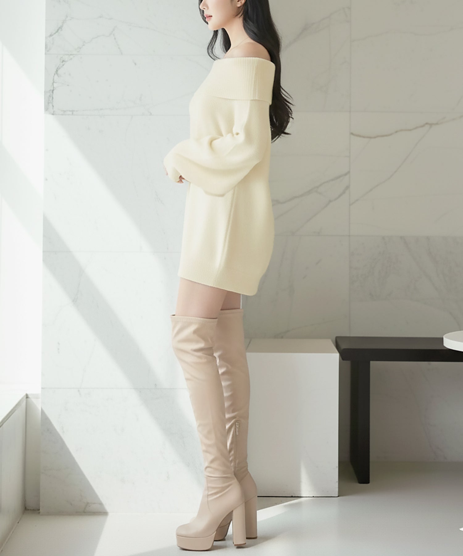 オフショルダーチュニックトップス・ワンピース JB24550