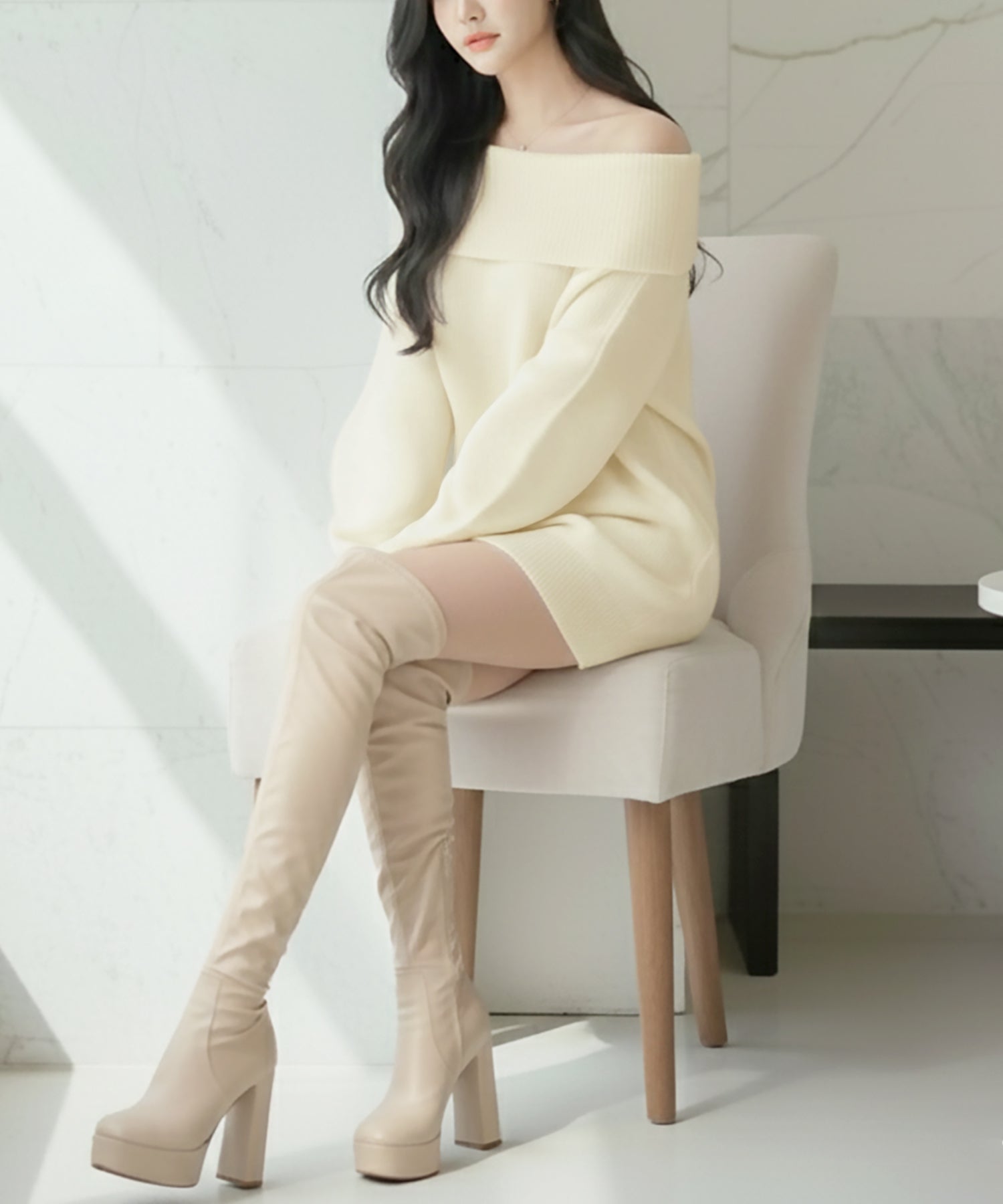 オフショルダーチュニックトップス・ワンピース JB24550