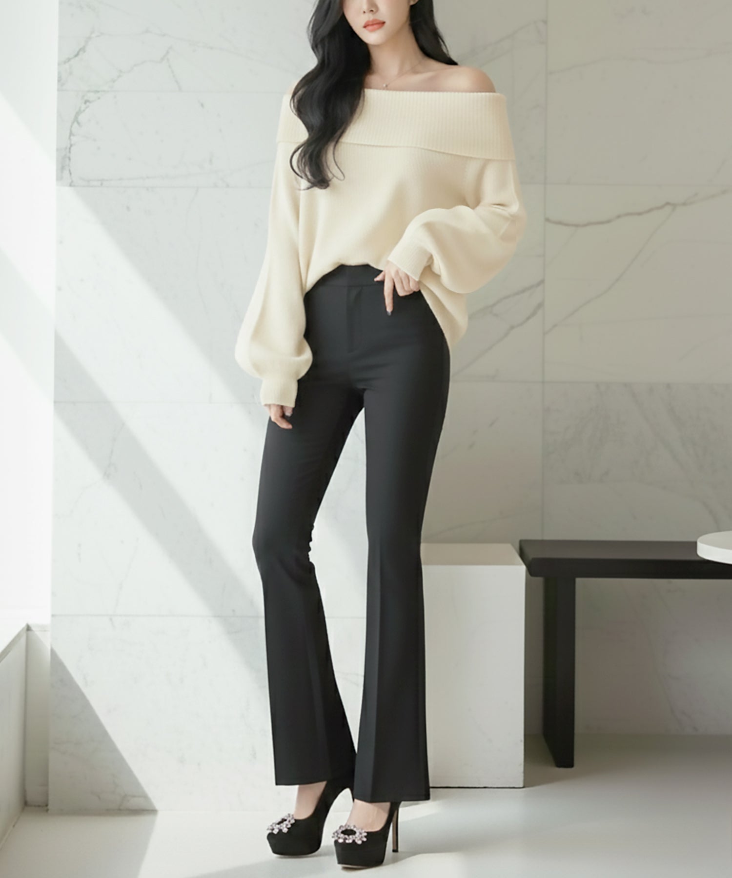 オフショルダーチュニックトップス・ワンピース JB24550