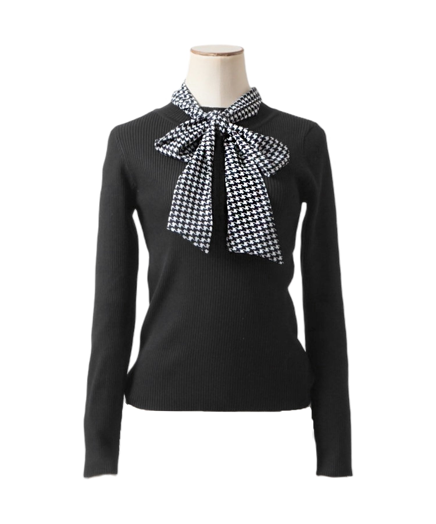 スカーフ付きリブニットトップス JB24554