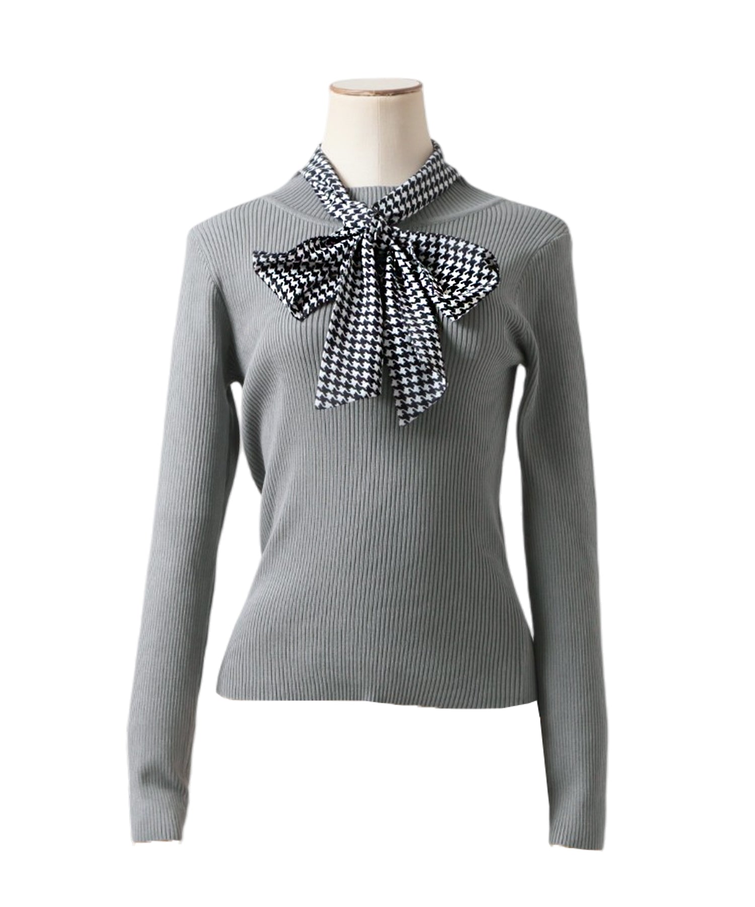 スカーフ付きリブニットトップス JB24554