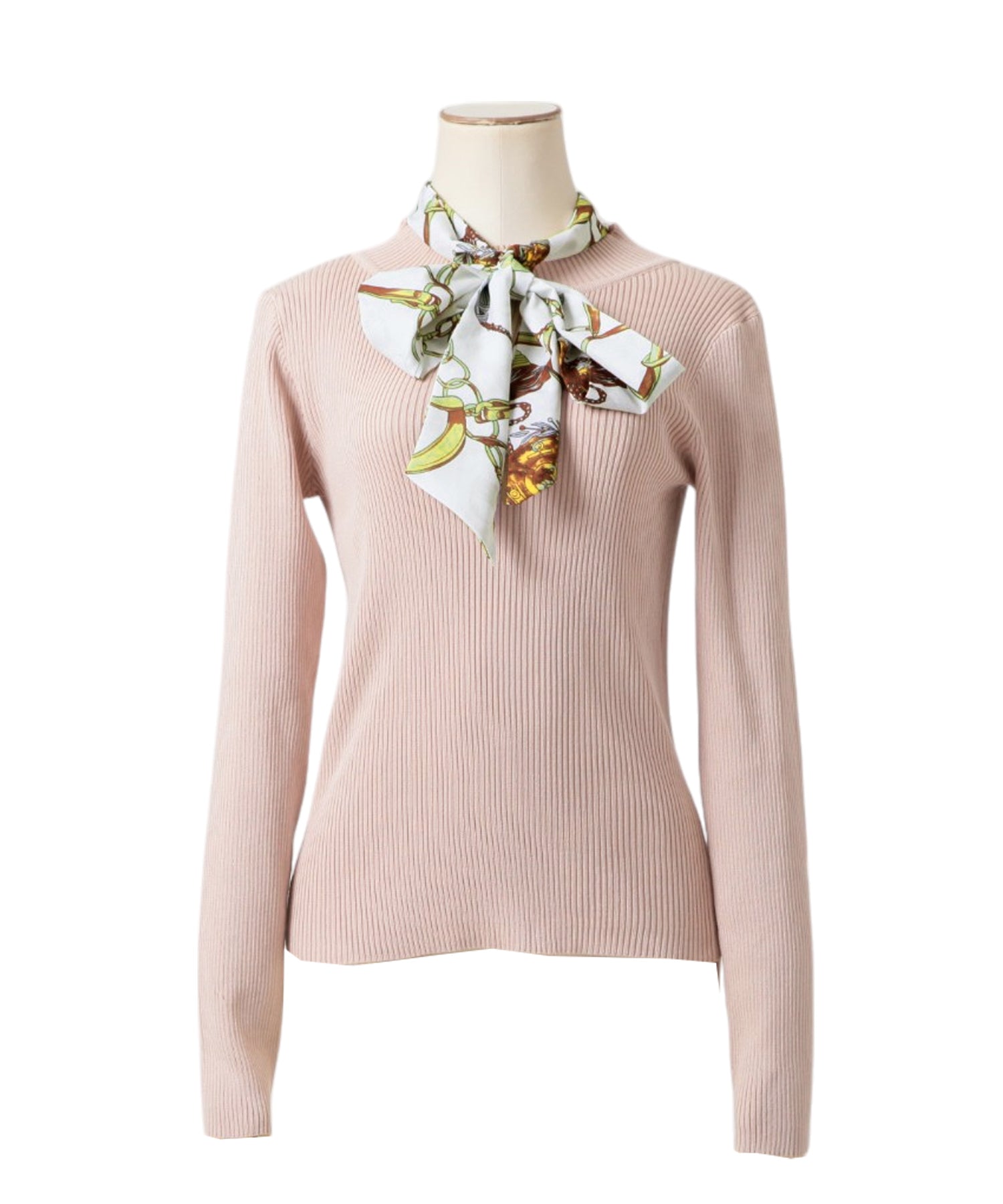 スカーフ付きリブニットトップス JB24554