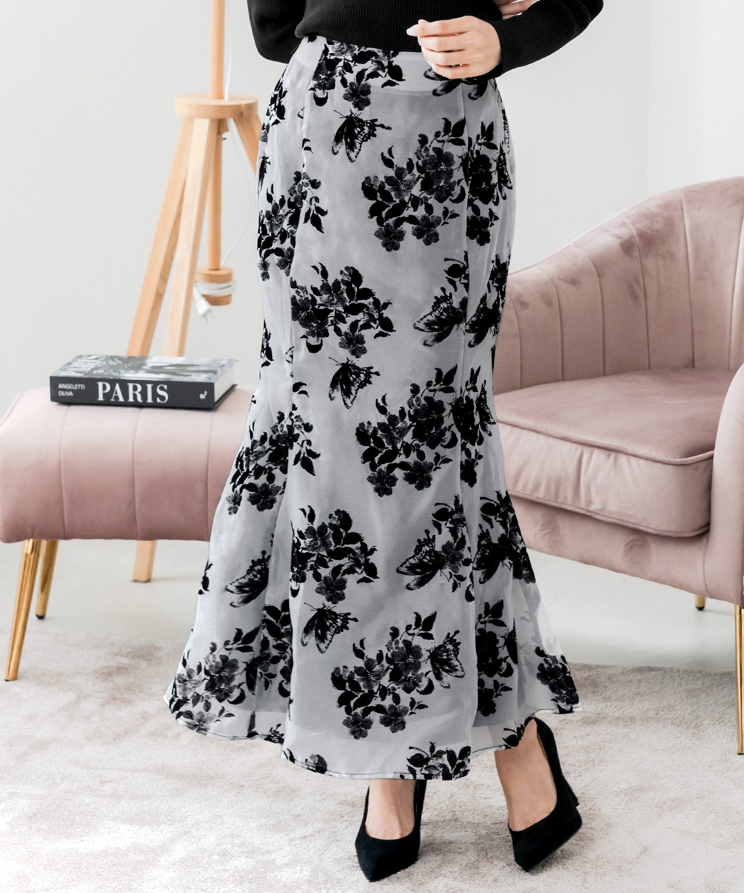 フロッキーフラワーマーメイドスカート JB24574