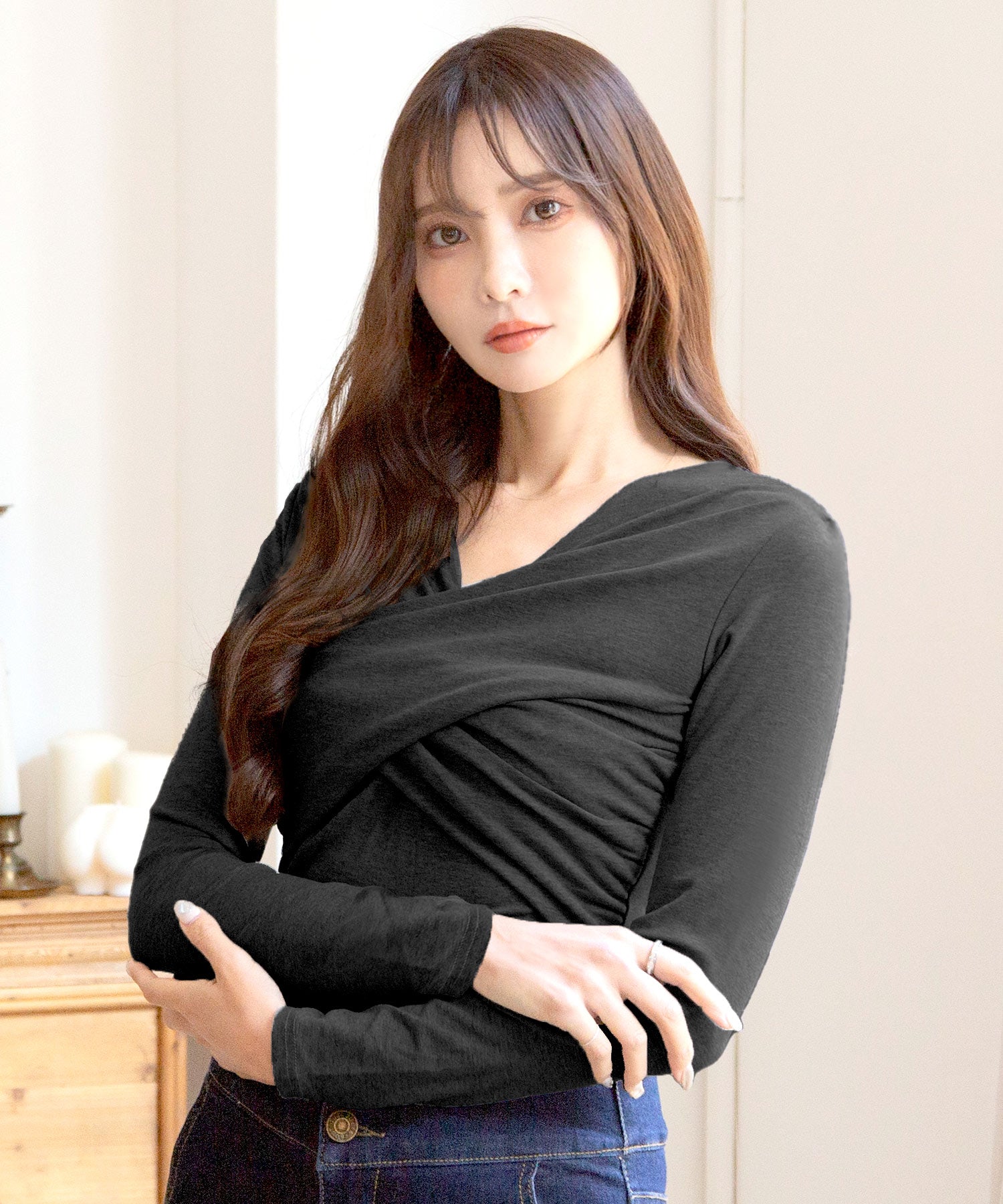 ギャザーカシュクールカットソー JB24610