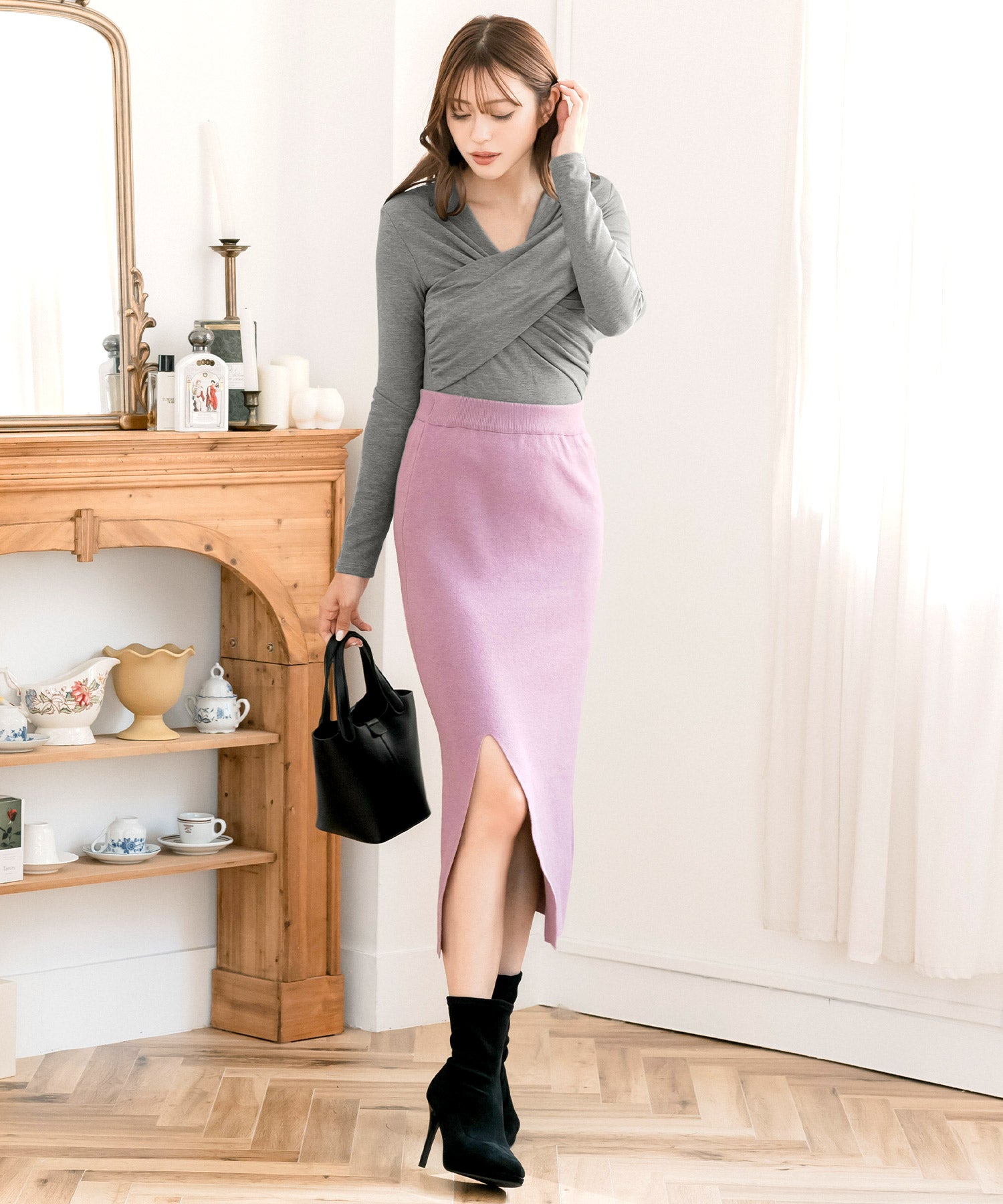 ギャザーカシュクールカットソー JB24610