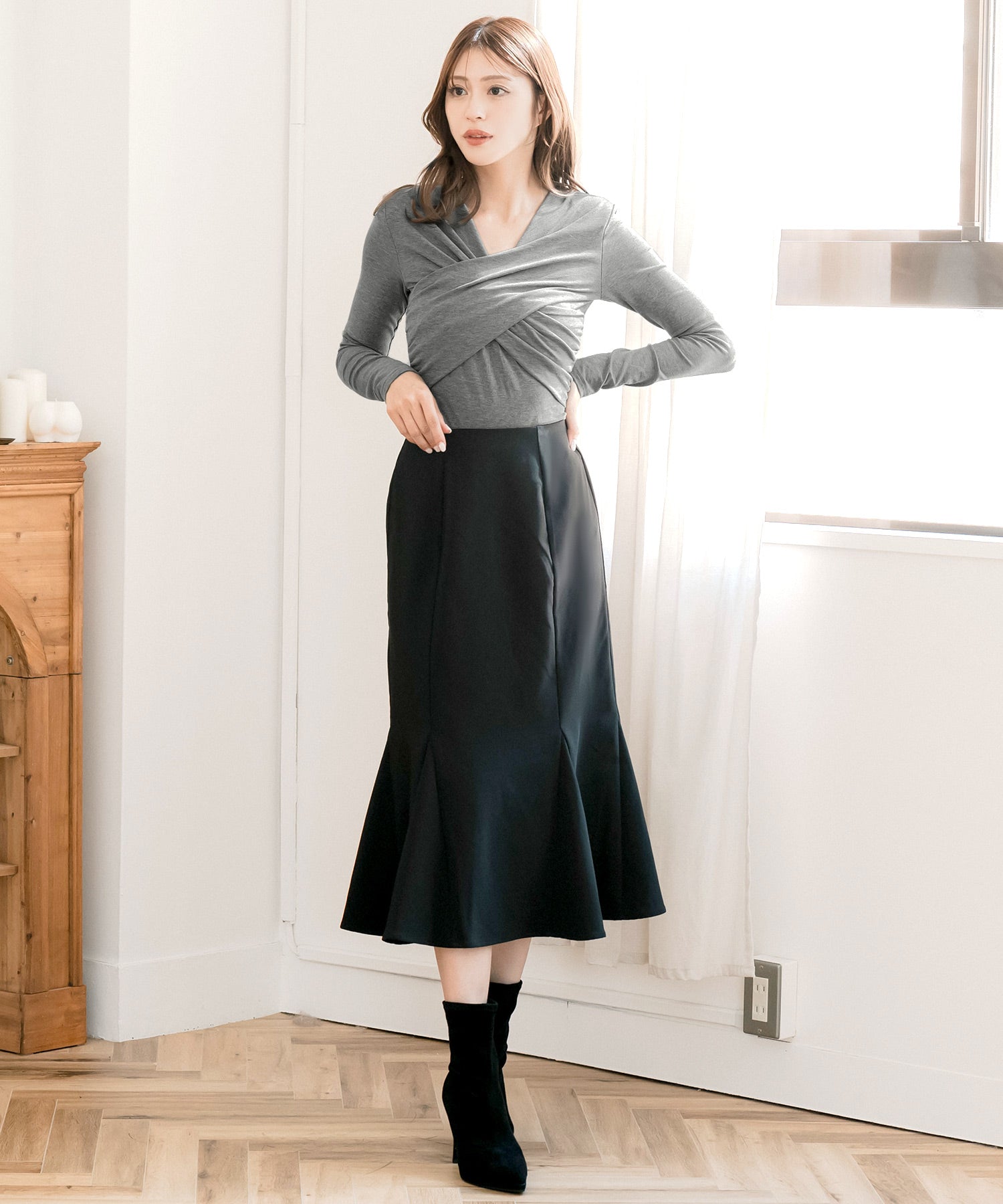 ギャザーカシュクールカットソー JB24610