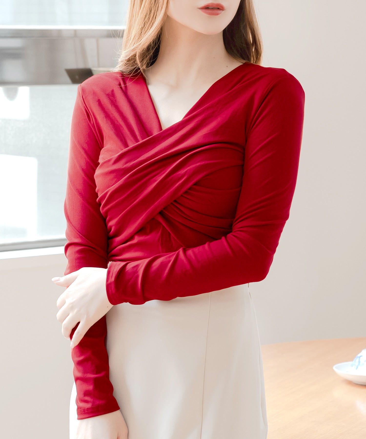 ギャザーカシュクールカットソー JB24610