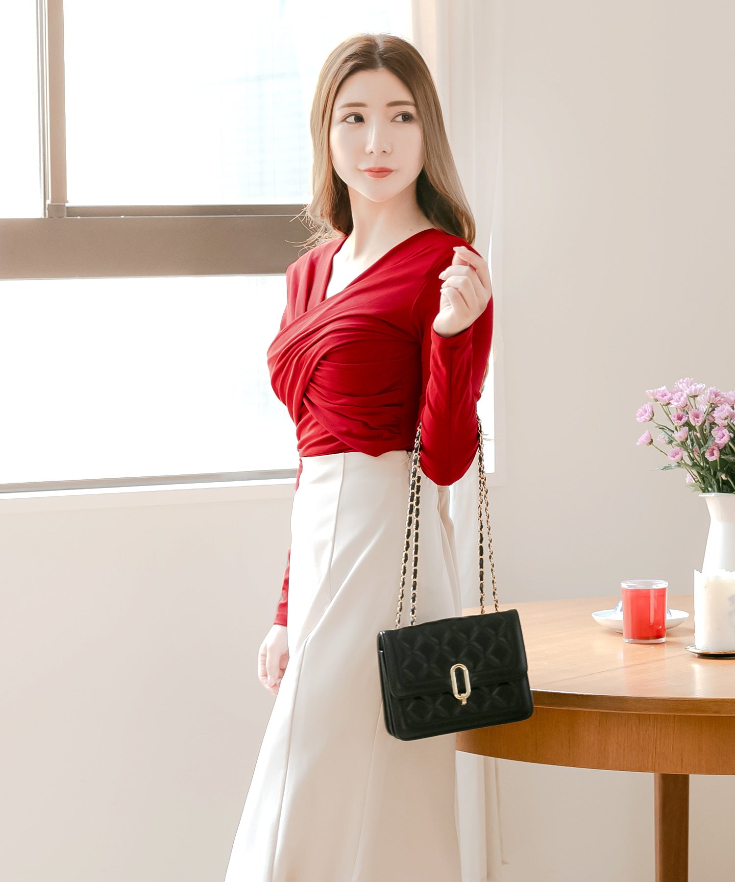 ギャザーカシュクールカットソー JB24610