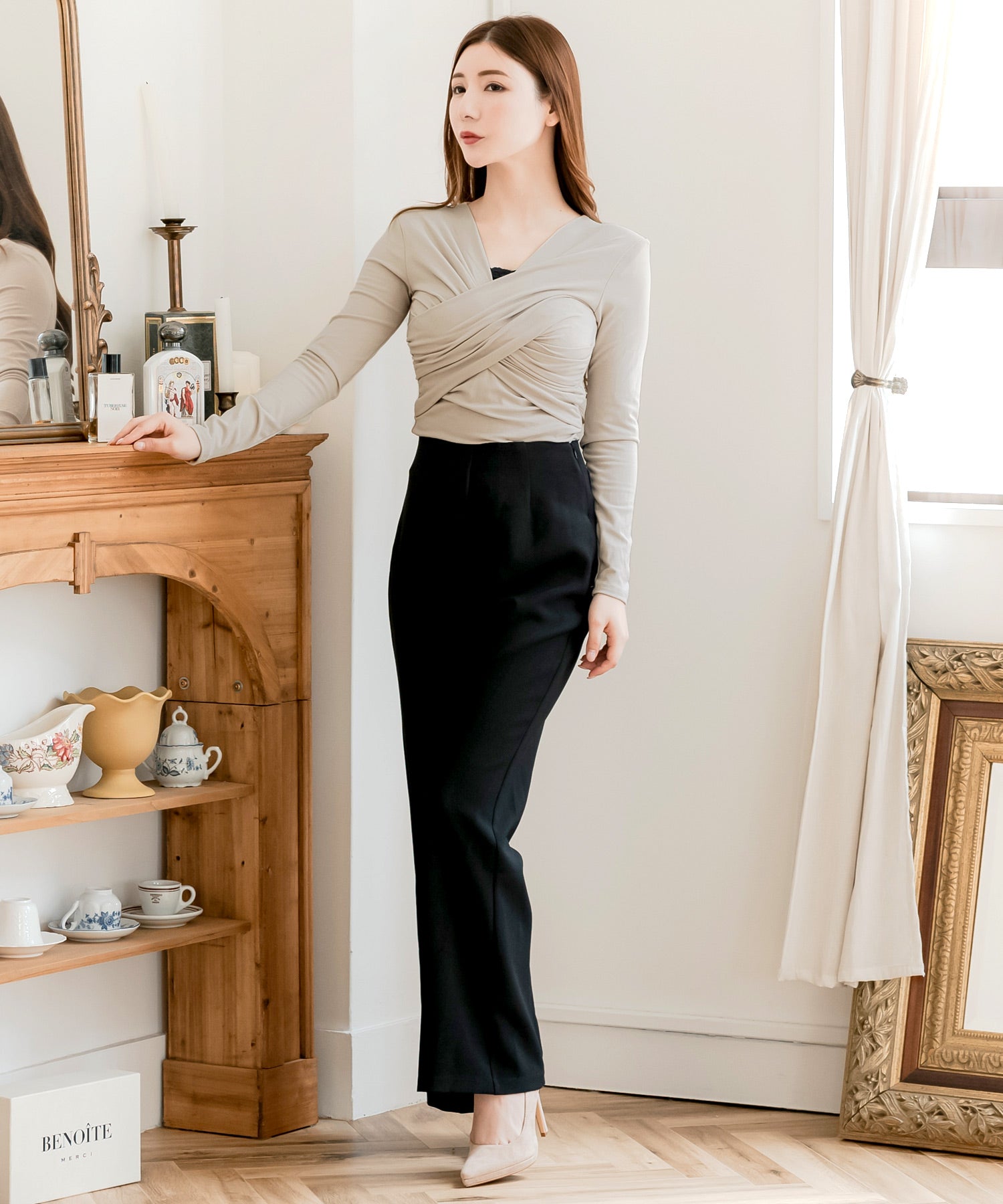 ギャザーカシュクールカットソー JB24610