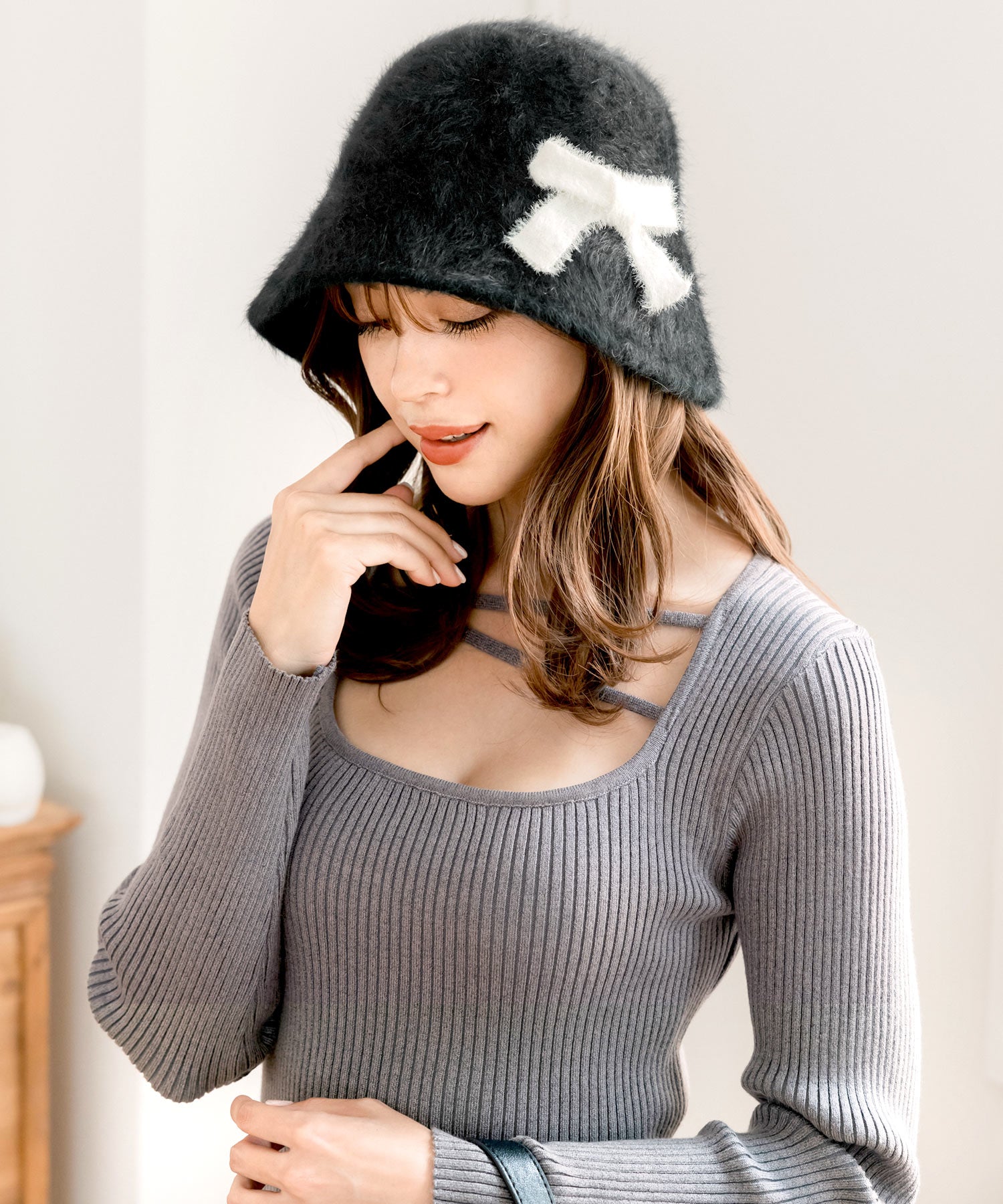 リボンモチーフチューリップハット JB24665