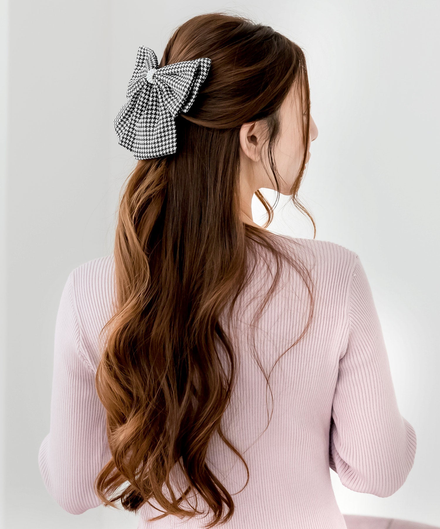 千鳥格子柄リボンバレッタ JB24684