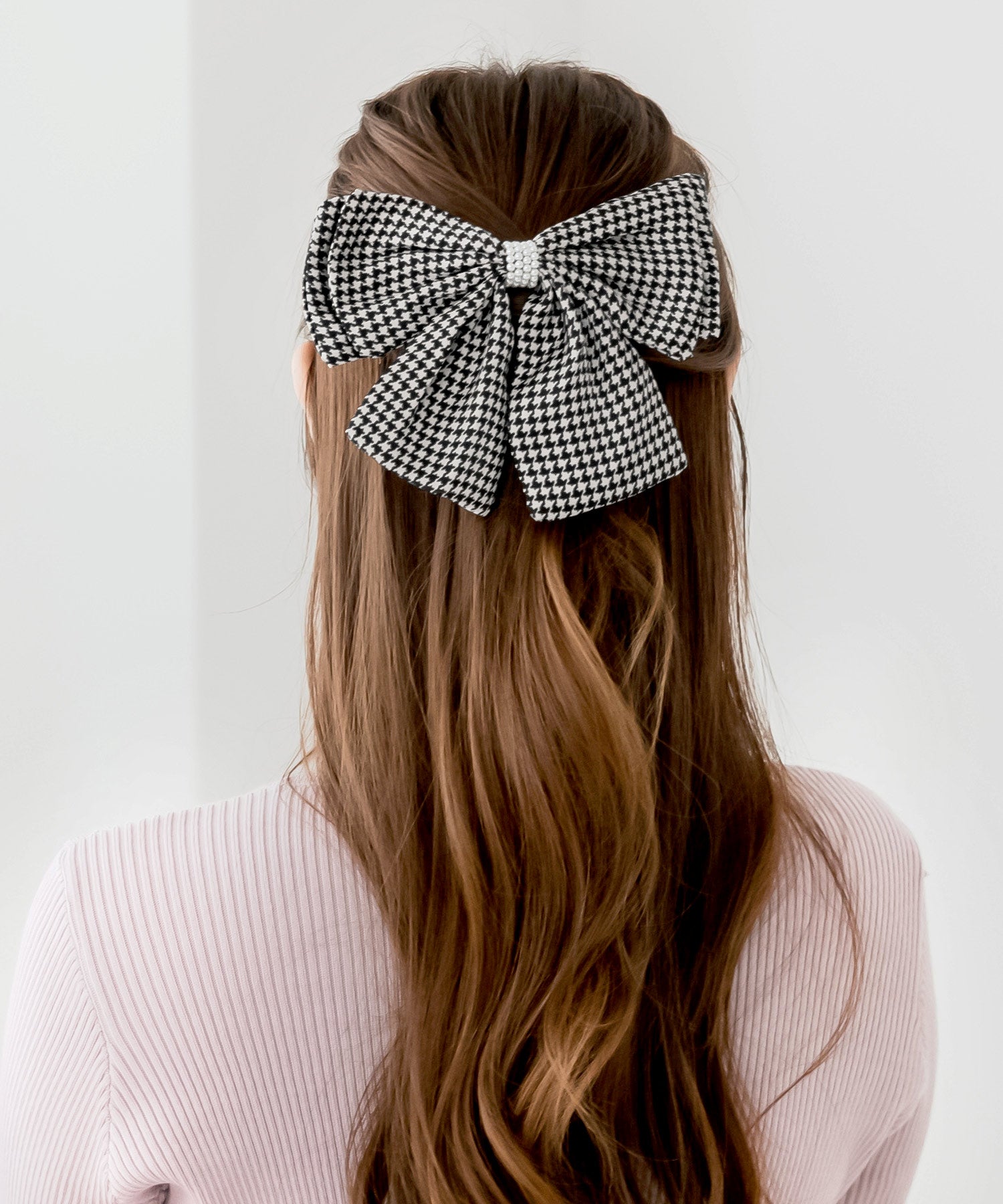 千鳥格子柄リボンバレッタ JB24684