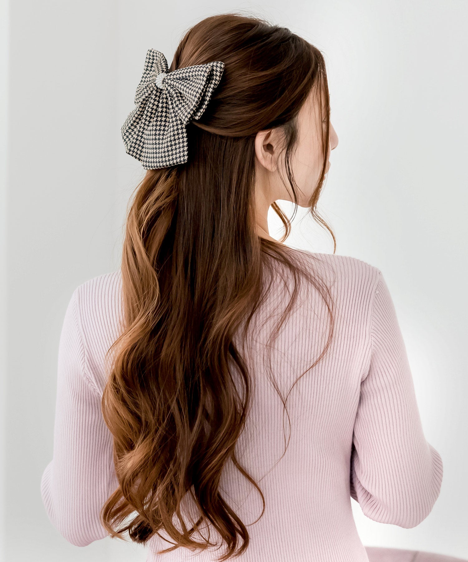 千鳥格子柄リボンバレッタ JB24684