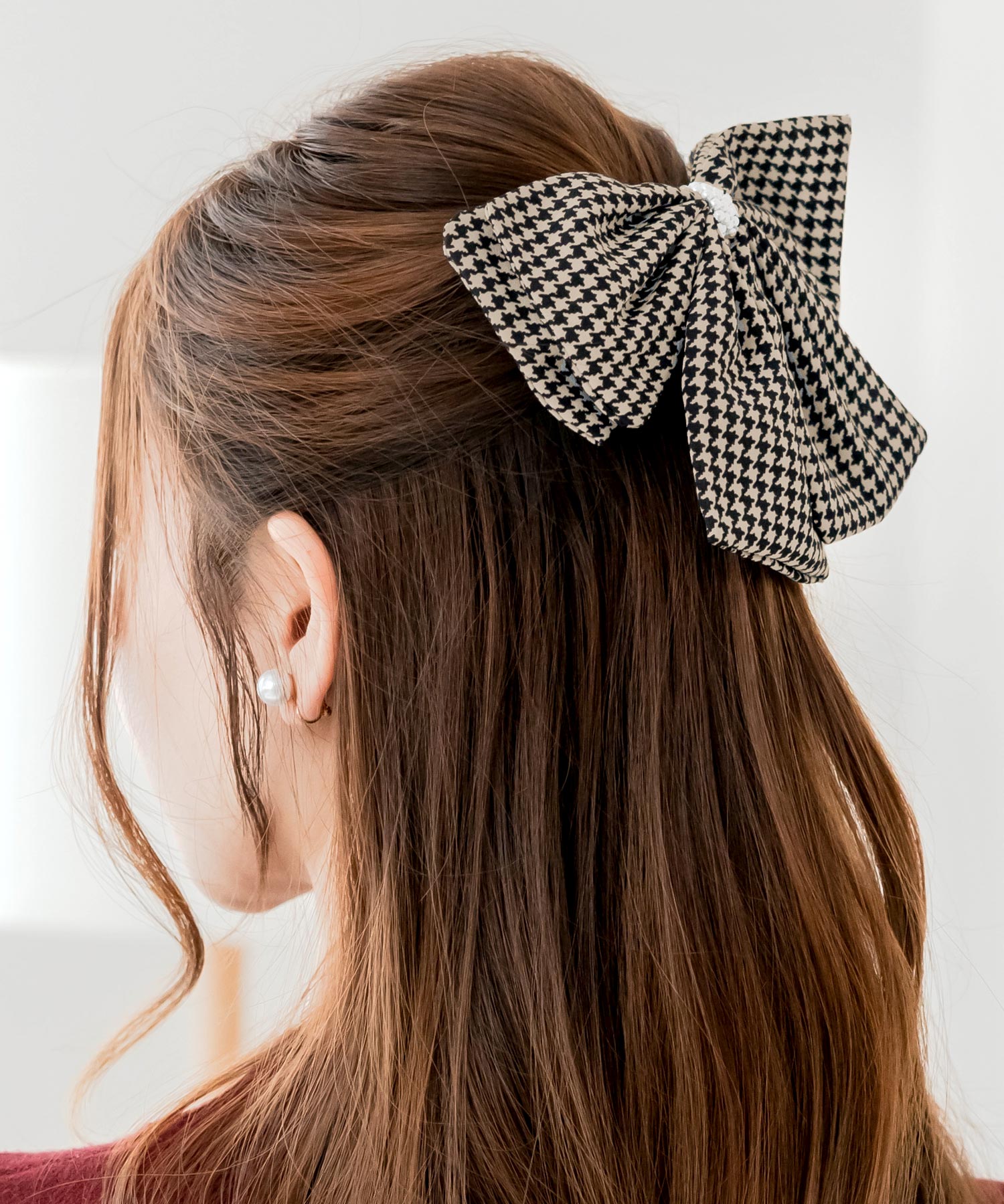 千鳥格子柄リボンバレッタ JB24684