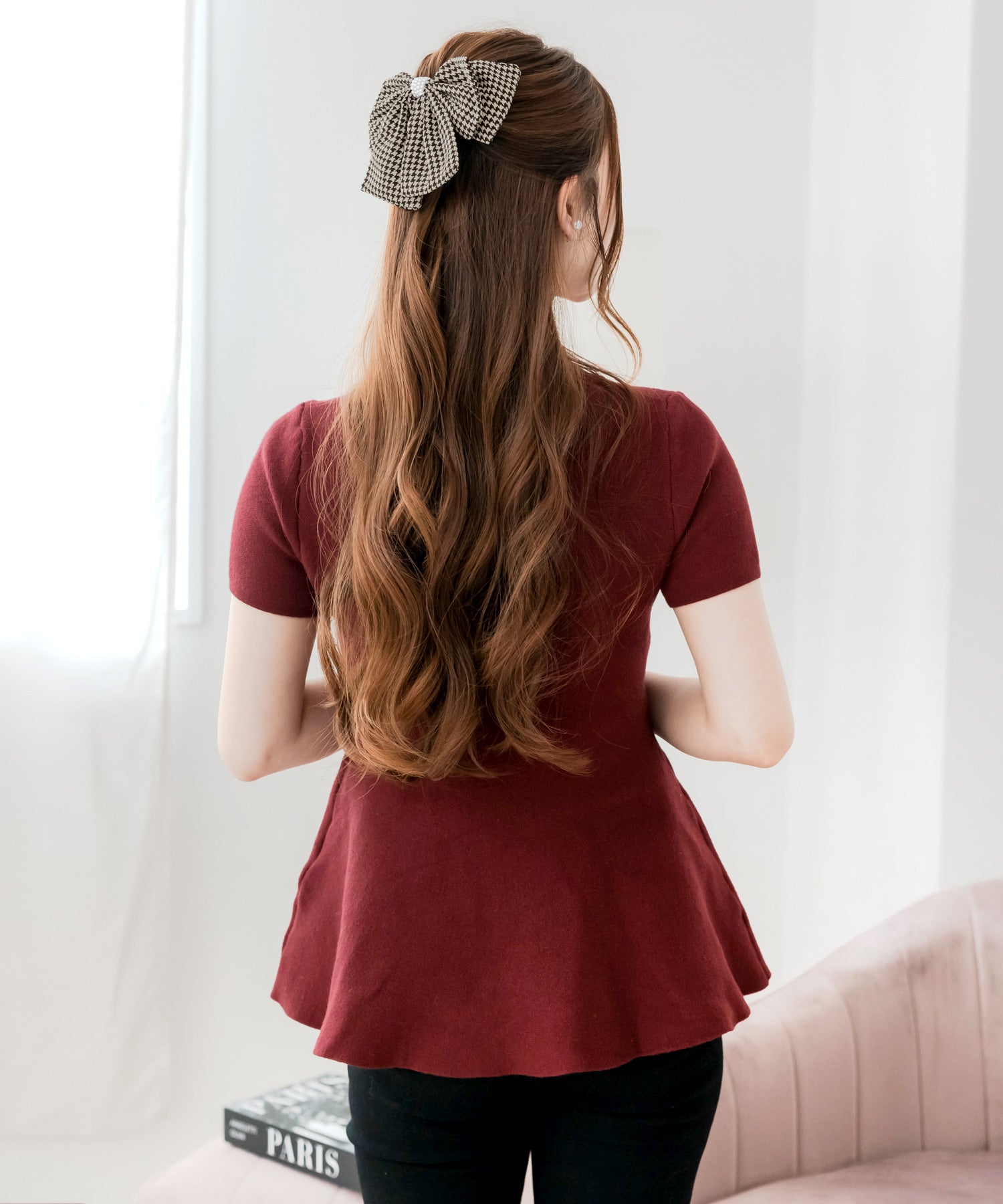 千鳥格子柄リボンバレッタ JB24684