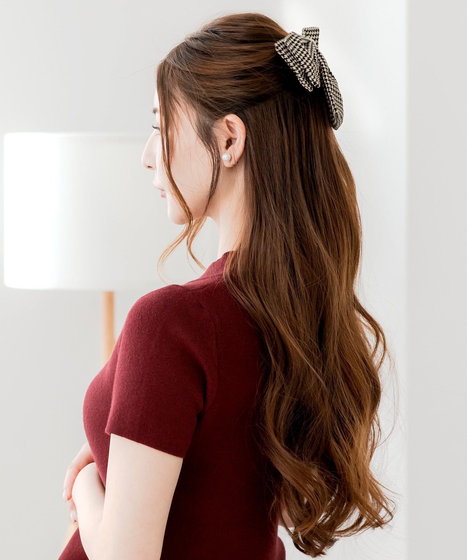 千鳥格子柄リボンバレッタ JB24684