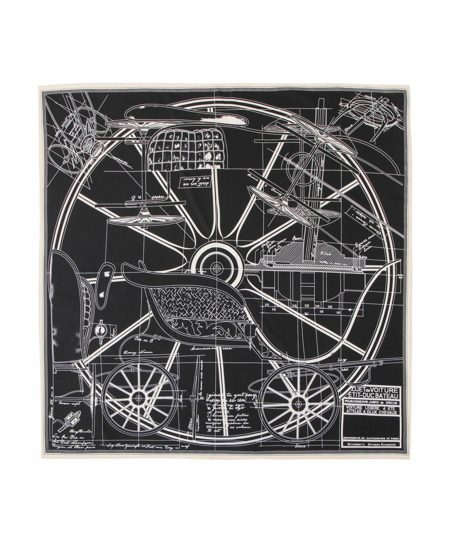 90×90cmサイズ・ヴィンテージ風サテン生地スカーフ JB100015