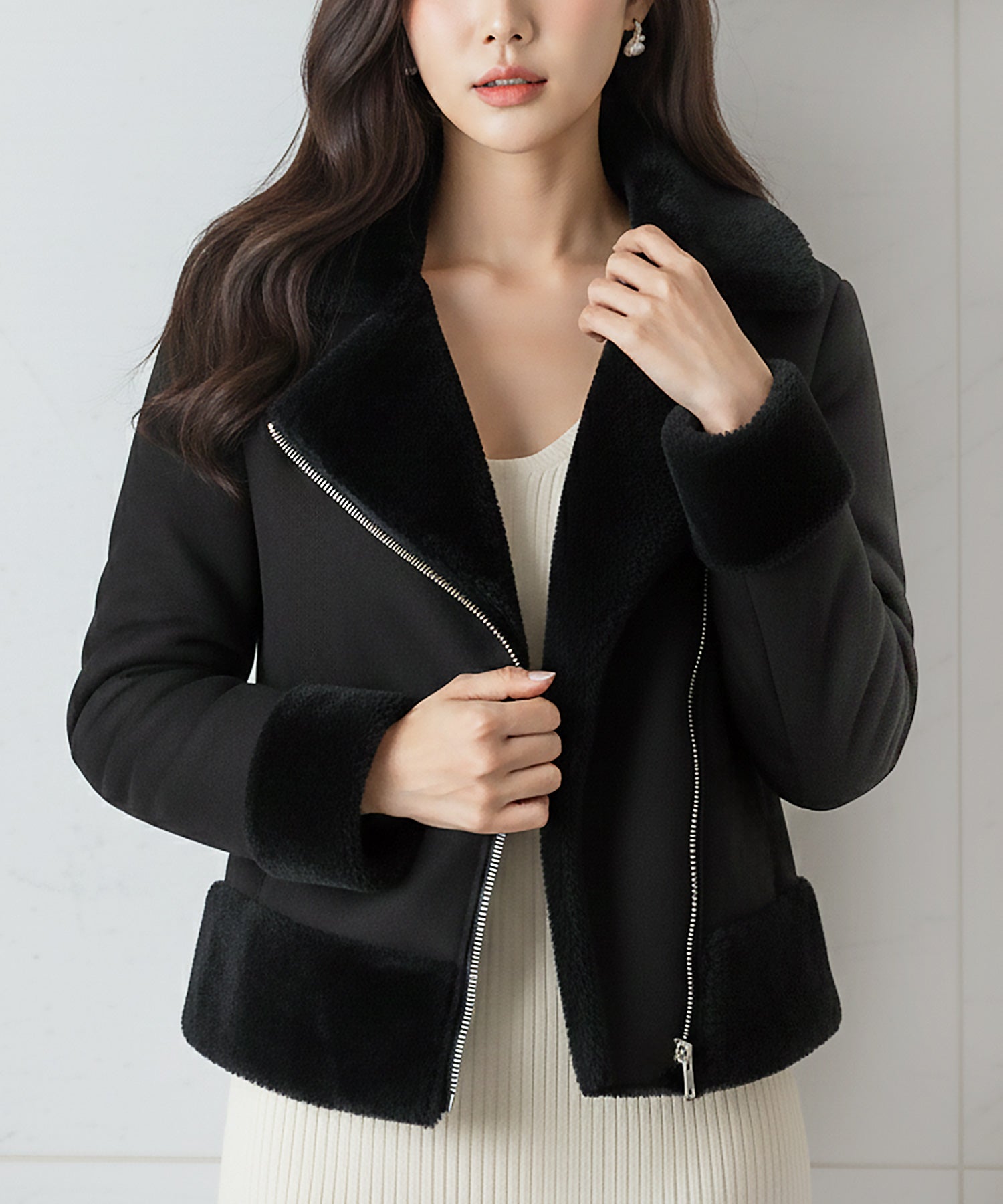 フェイクムートンライダースジャケット JB22617 | レディース